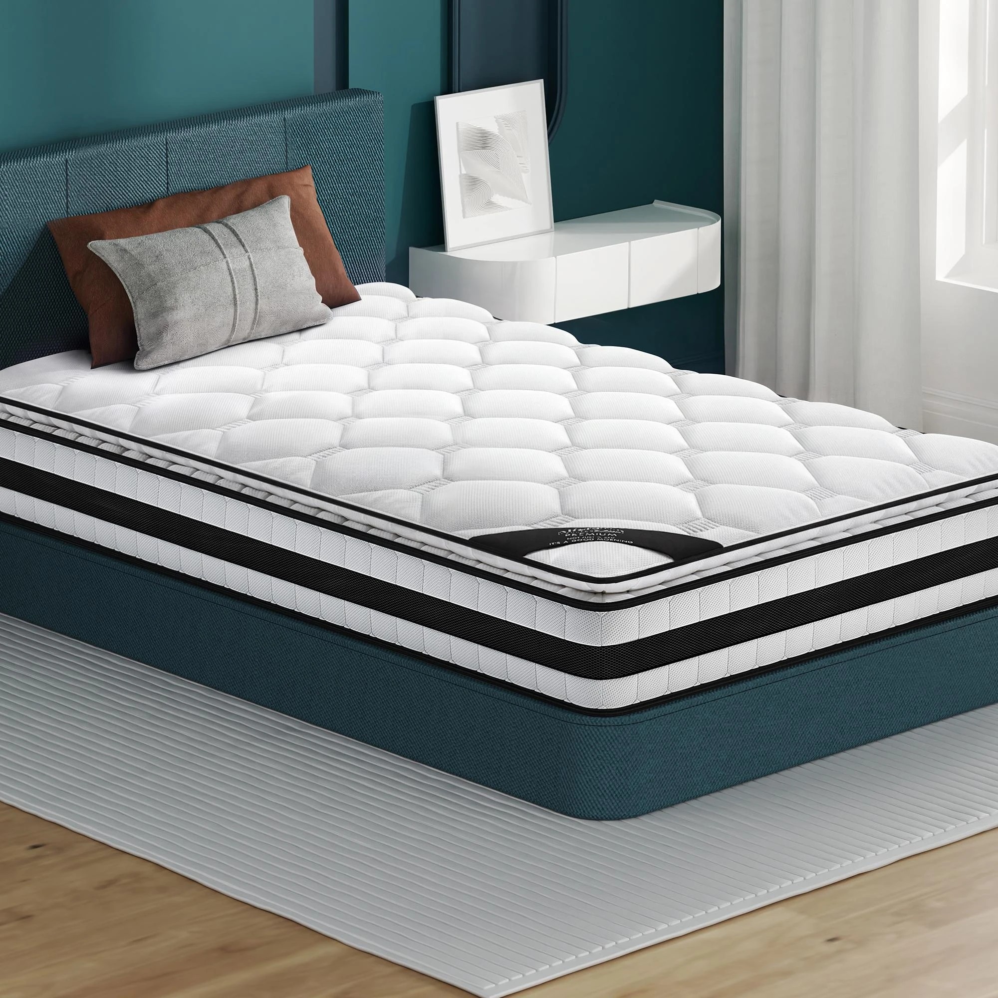2 Alfordson 22cm Mattress Pillow Top Memory Foam Medium Firm - Single Bed, 2 of 10