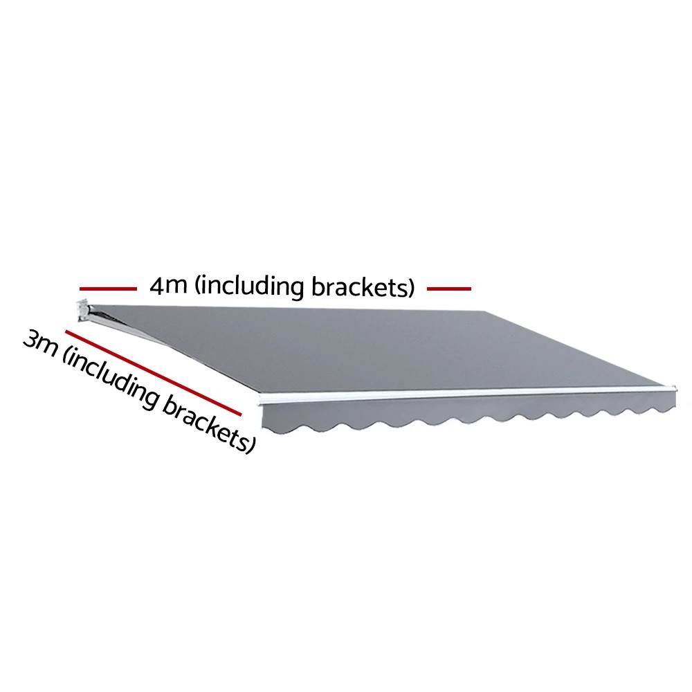 2 Instahut Retractable Folding Arm Awning Manual Sunshade 4Mx3M Pearl - Grey, 2 of 6
