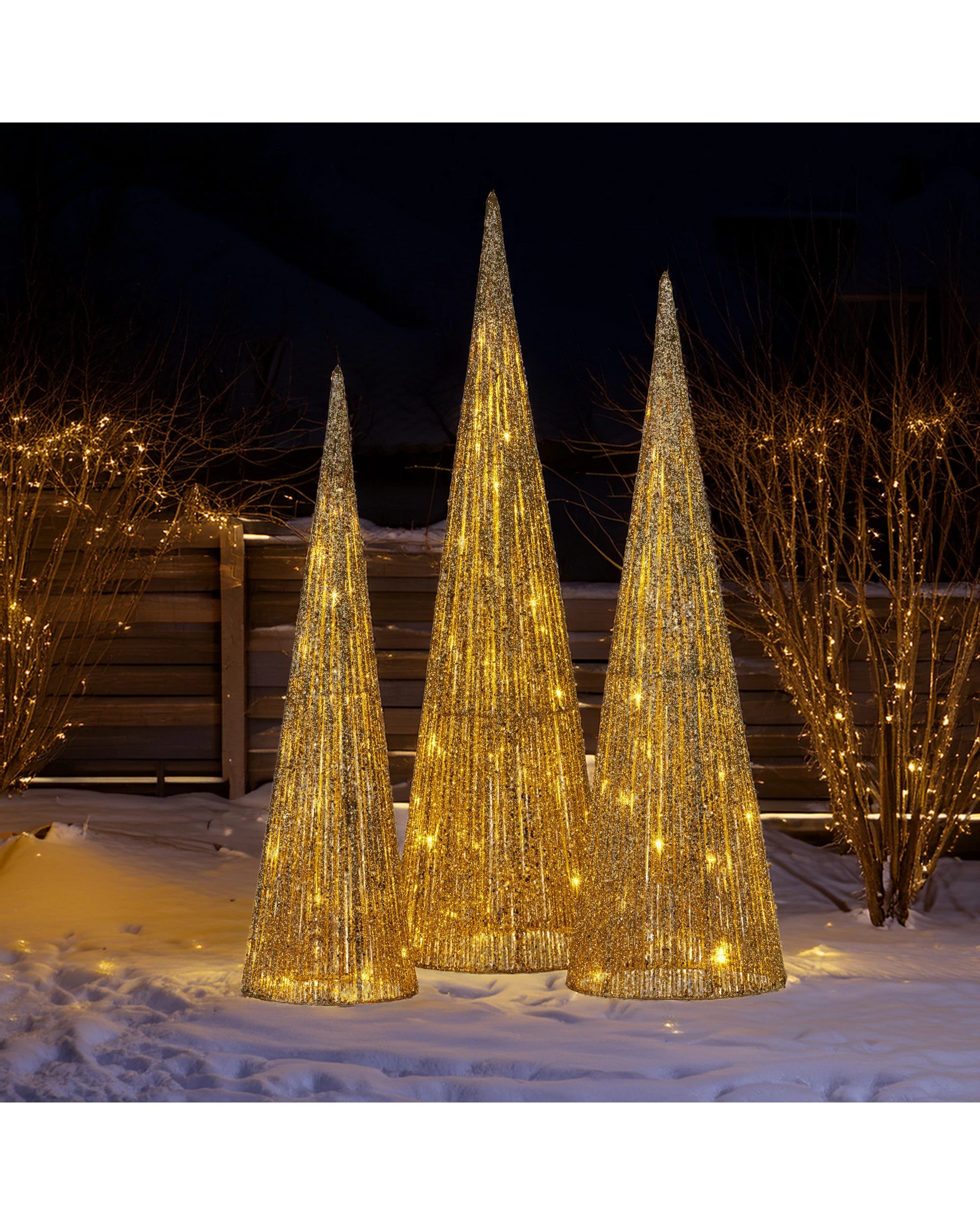 6 Christabelle 3pc Christmas Tree Indoor Outdoor Display Decoration Led Lights Front Yard Lawn Statue Ornament, 6 of 7