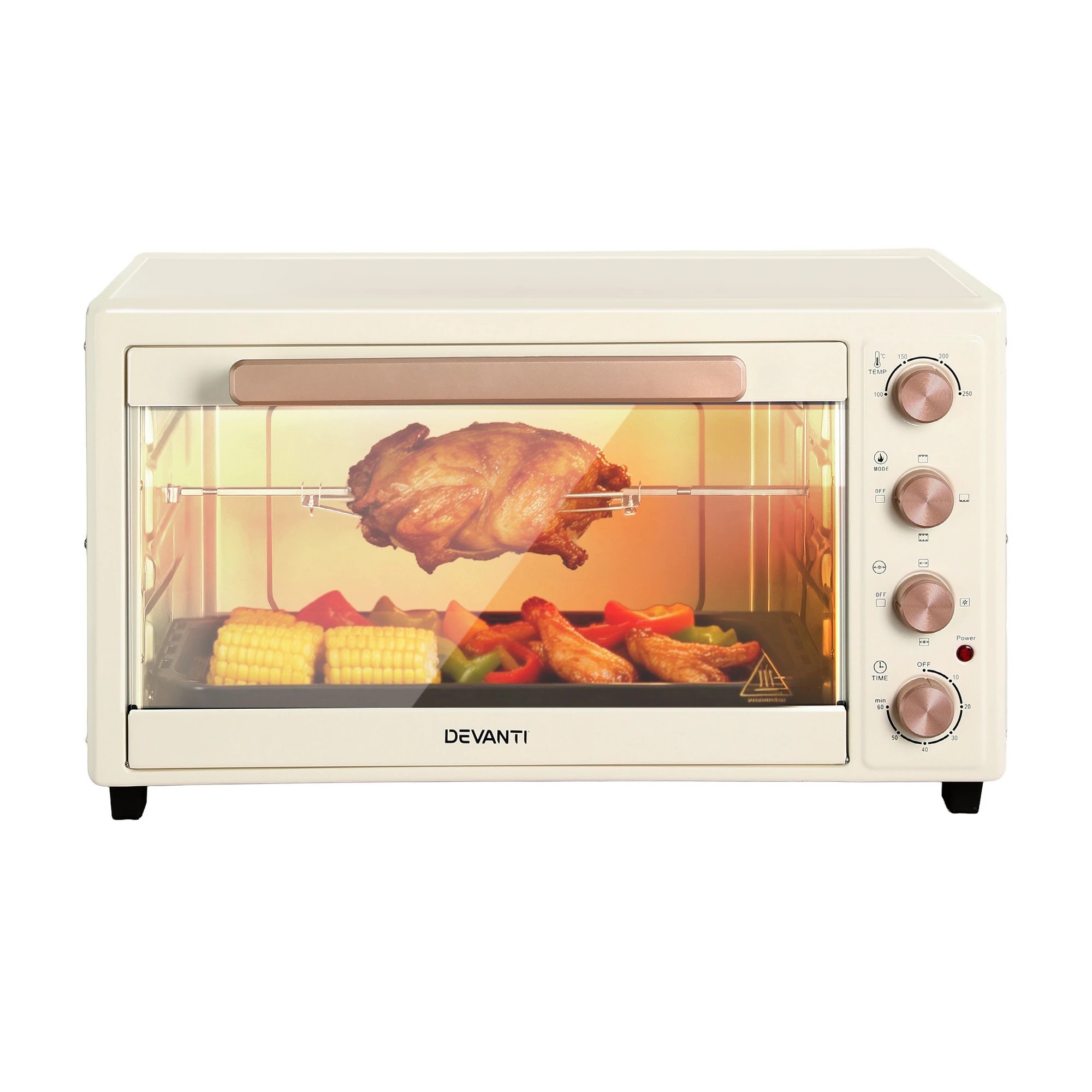 1 Devanti 60L Convection Oven Electric Fryer Ovens 2000W - White, 1 of 1