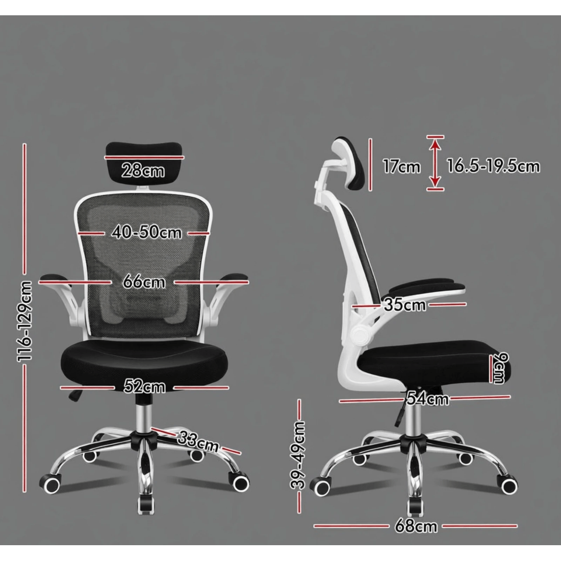 9 Alfordson Mesh Office Chair Executive Fabric Seat Gaming Racing Tilt Computer - White, 9 of 10