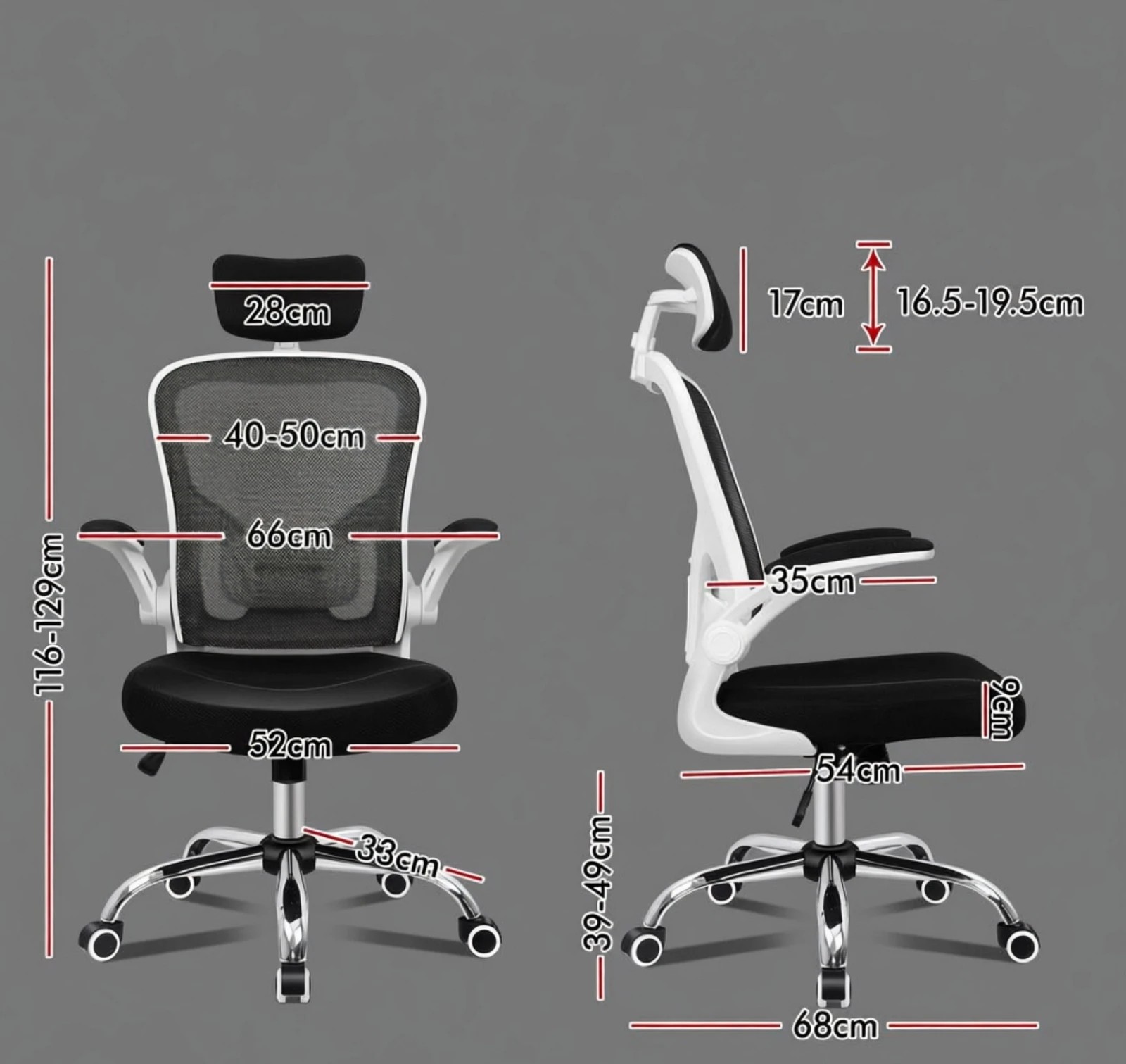 9 Alfordson Mesh Office Chair Executive Fabric Seat Gaming Racing Tilt Computer - White, 9 of 10