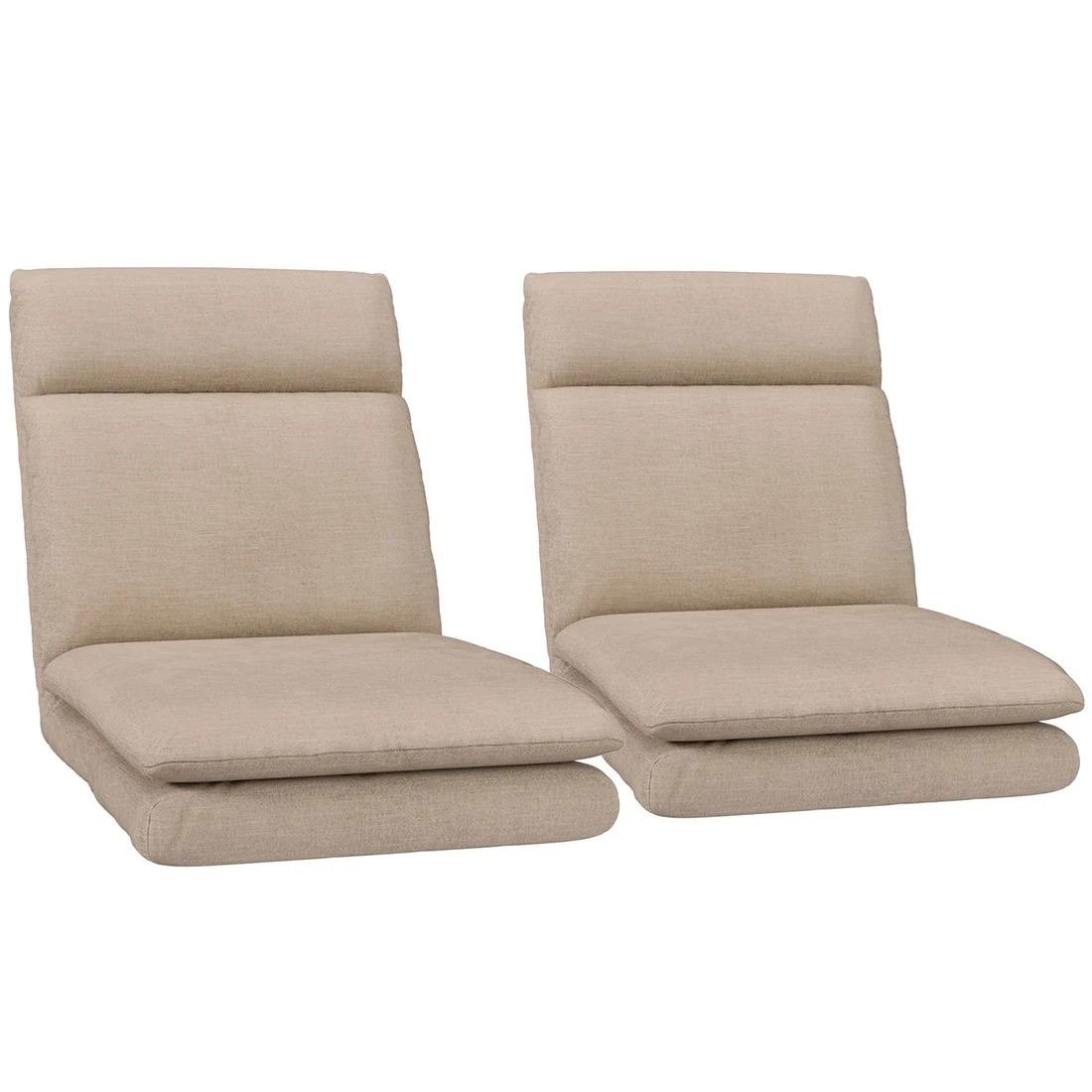 1 Artiss 2XFloor Chair Sofa Linen - Brown, 1 of 7