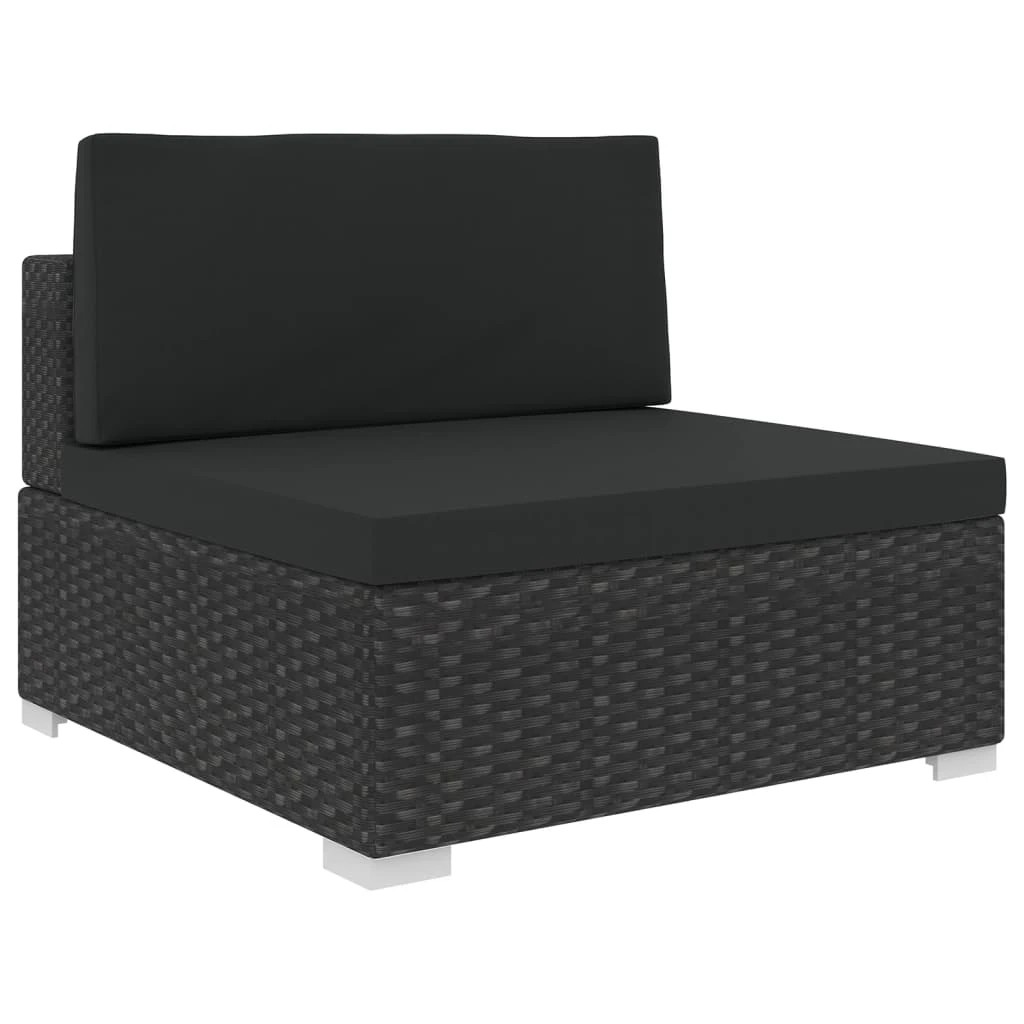 3 vidaXL 5 Piece Garden Lounge Set With Cushions Poly Rattan - Black, 3 of 8