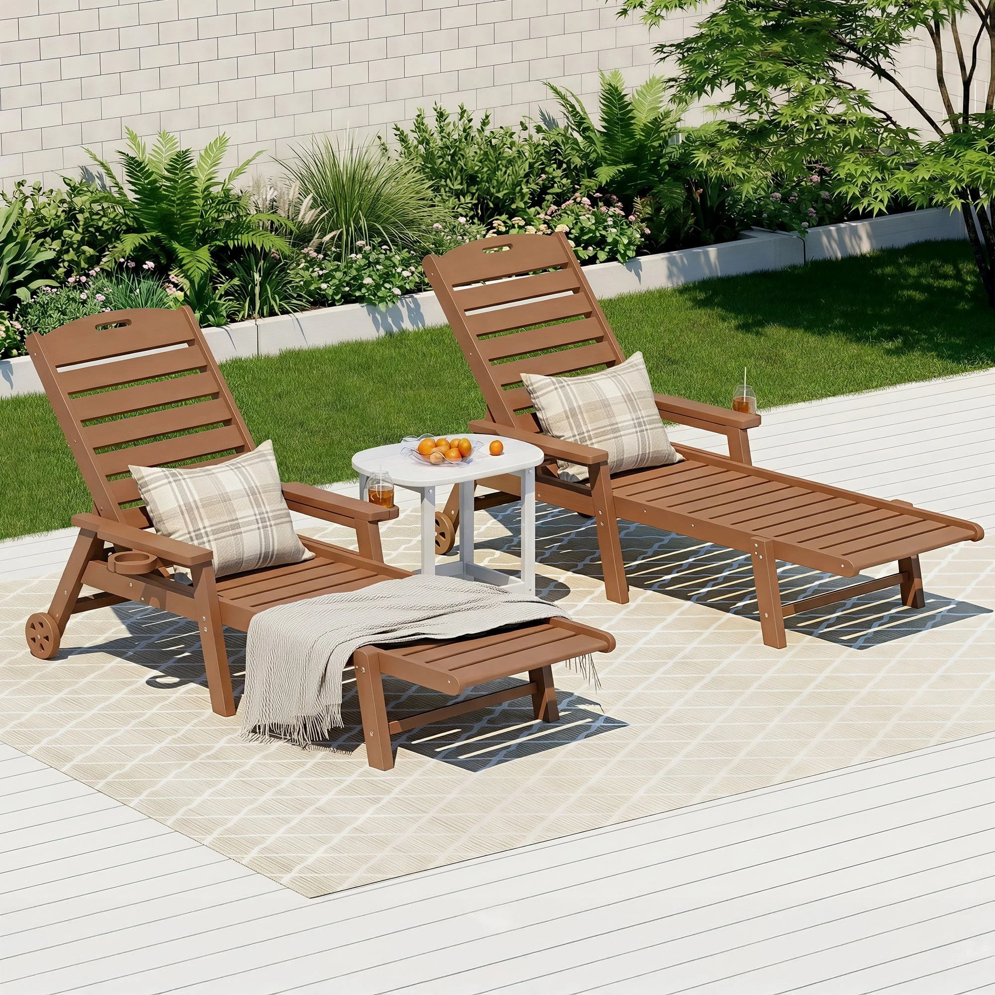 4 Gardeon Sun Lounge Lounger Table and Chairs Beach Chair HDPE Patio Outdoor Furniture Wheels - Multi, 4 of 9