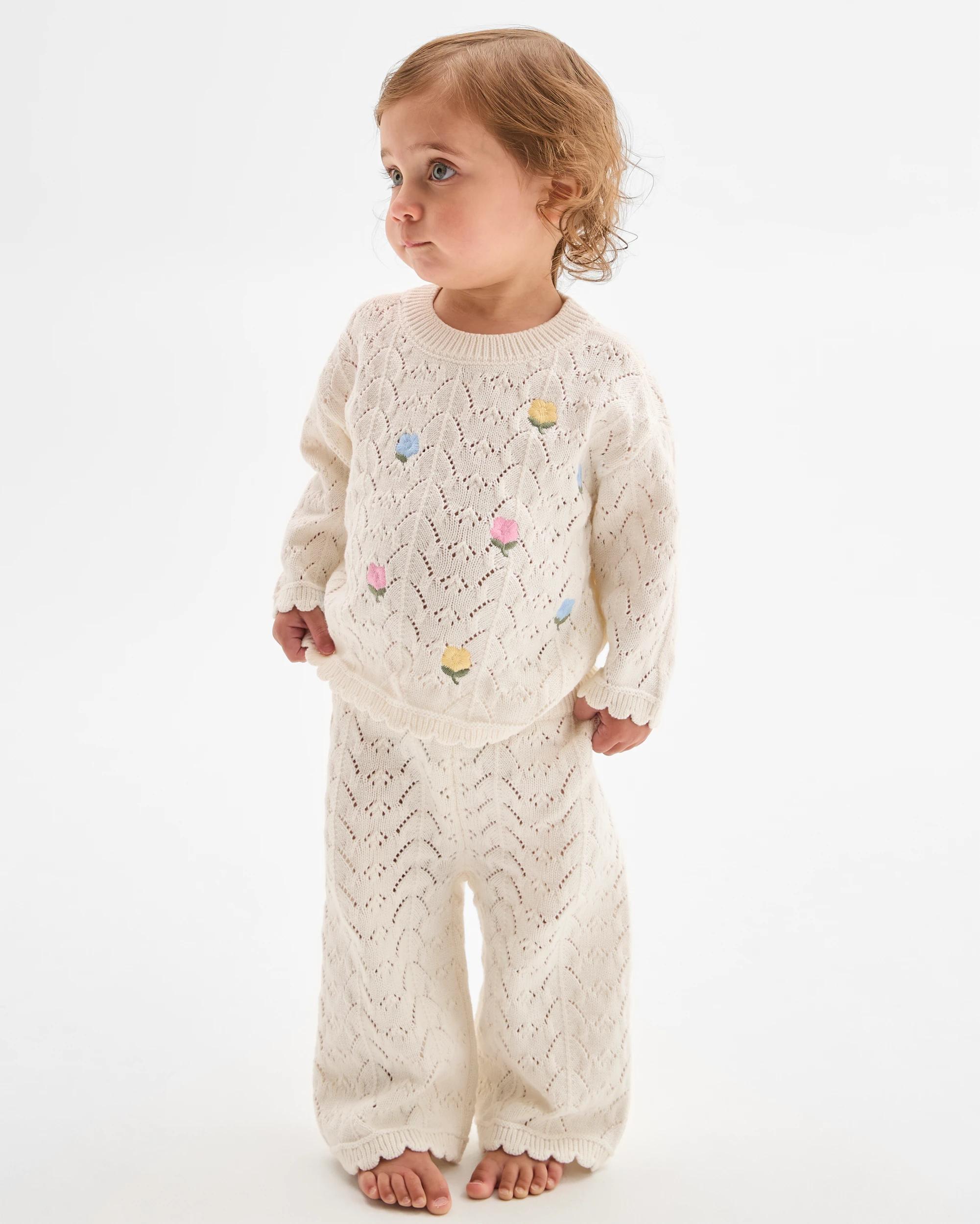 1 Target Baby Organic Cotton Knit 2 Piece Set POINTELLE GARDENIA, 1 of 2
