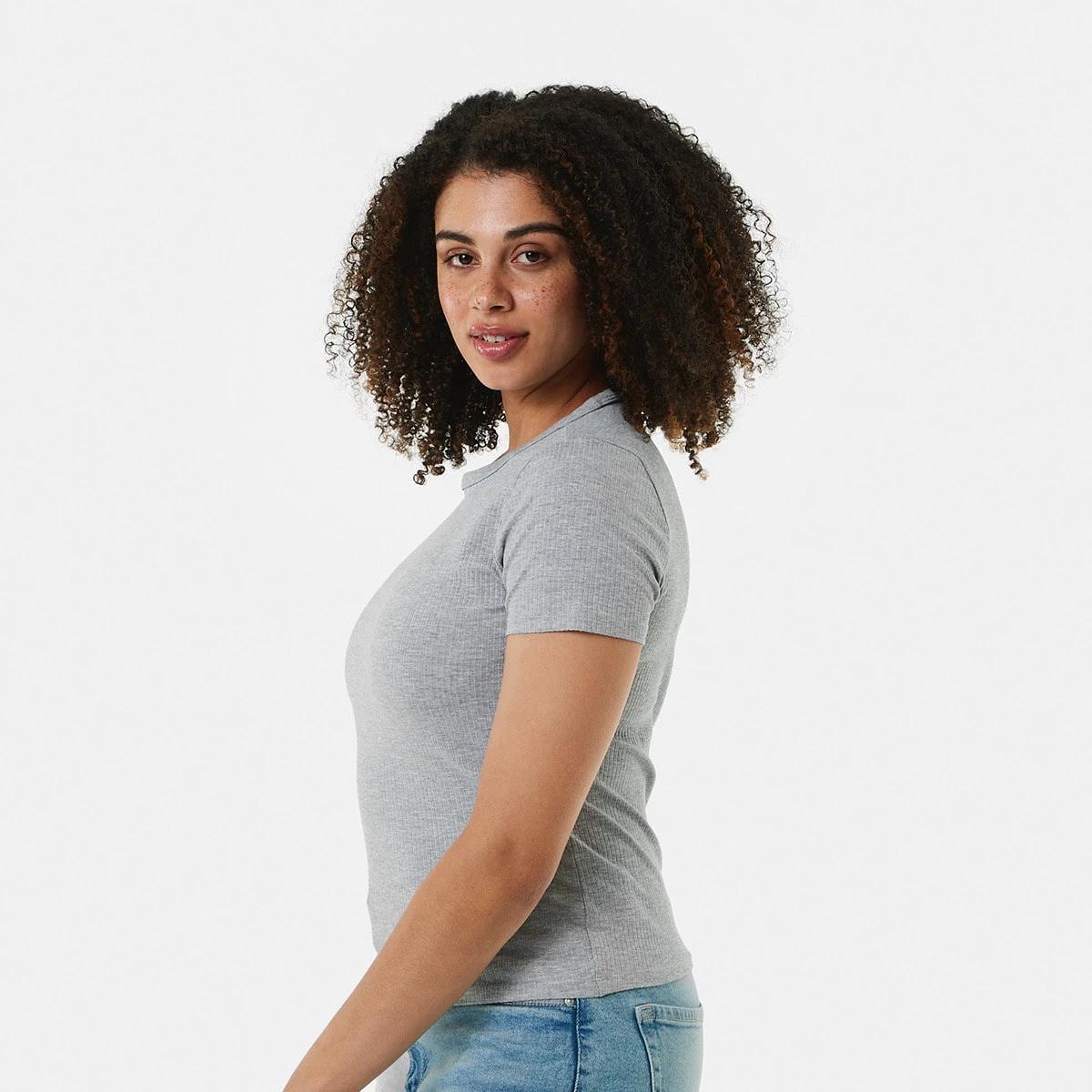 2 Short Sleeve Rib Crew Neck T-shirt Ash Marle, 2 of 6