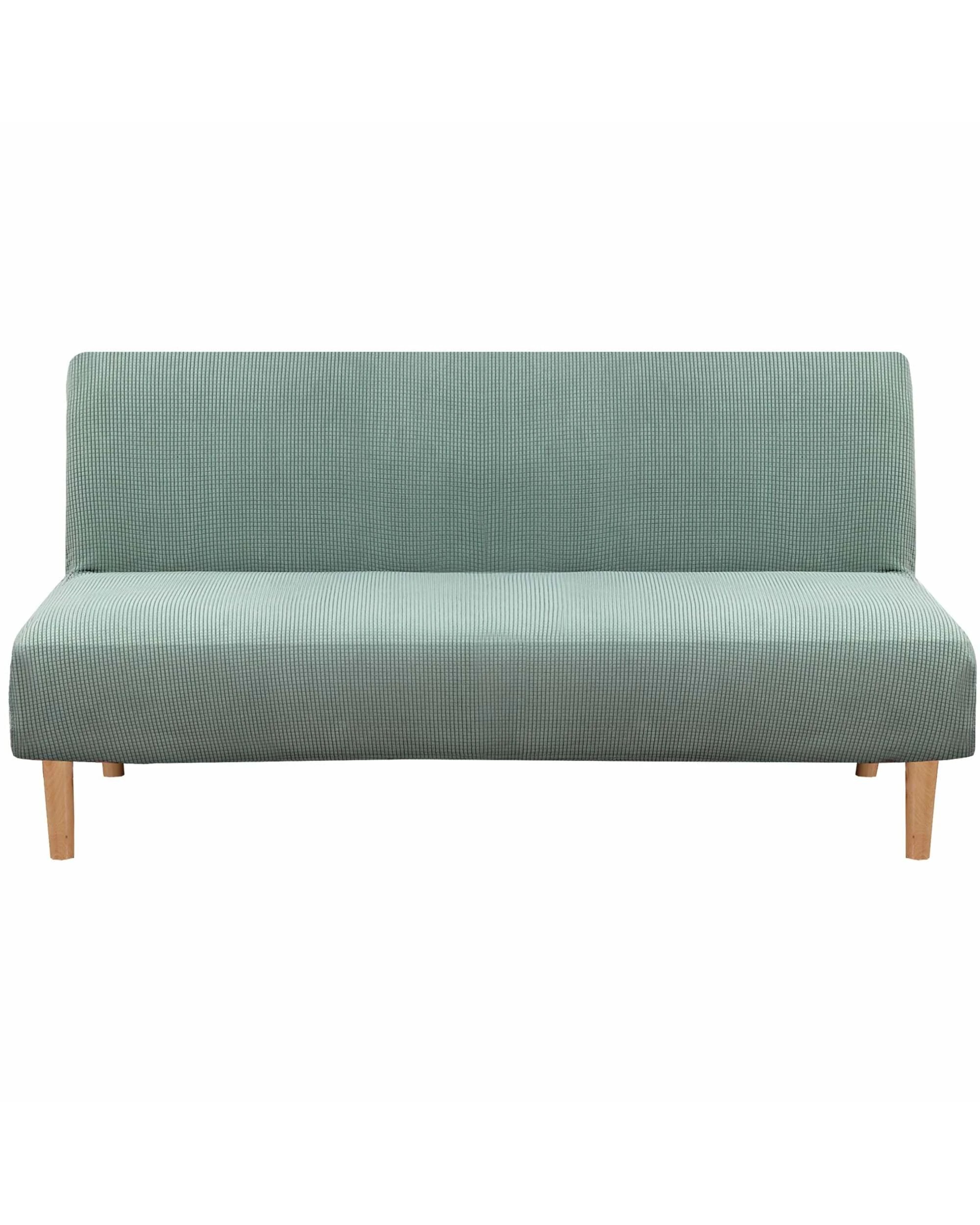 1 Smarcute 3 Seater Armless Futon Sofa Bed Cover Stretch Couch Protector - Green, 1 of 5