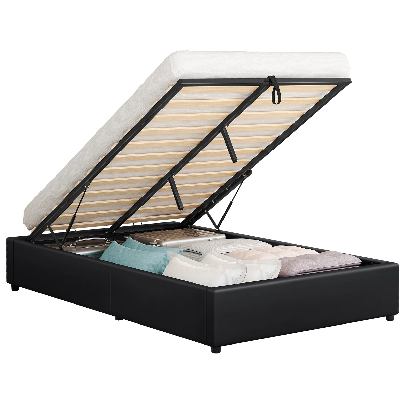 1 Alfordson Bed Frame King Single Gas Lift Storage Mattress Base Barlow - Black, 1 of 10