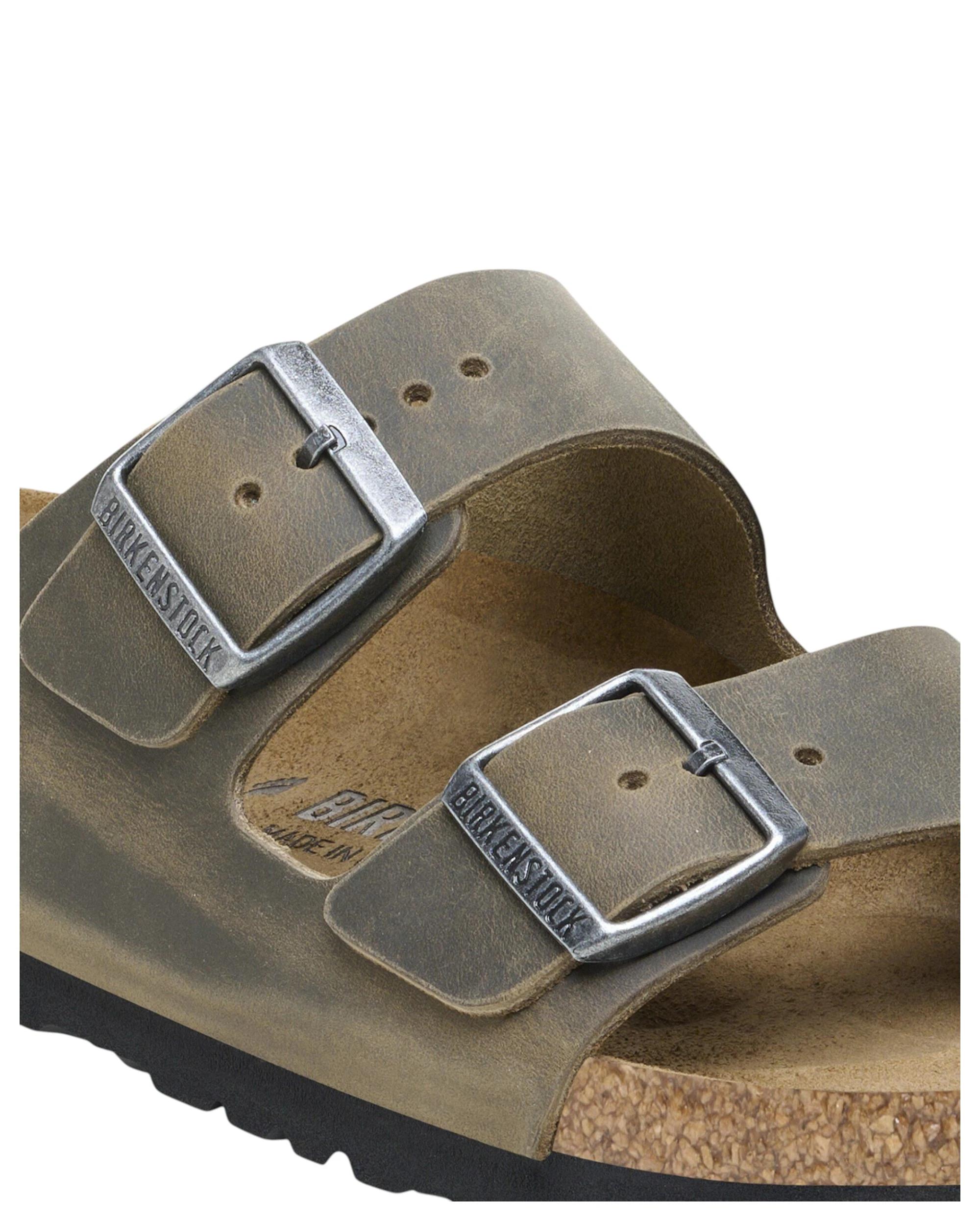 4 Birkenstock Mens Arizona Oiled Leather Regular Slip On Sandals KHAKI, 4 of 8