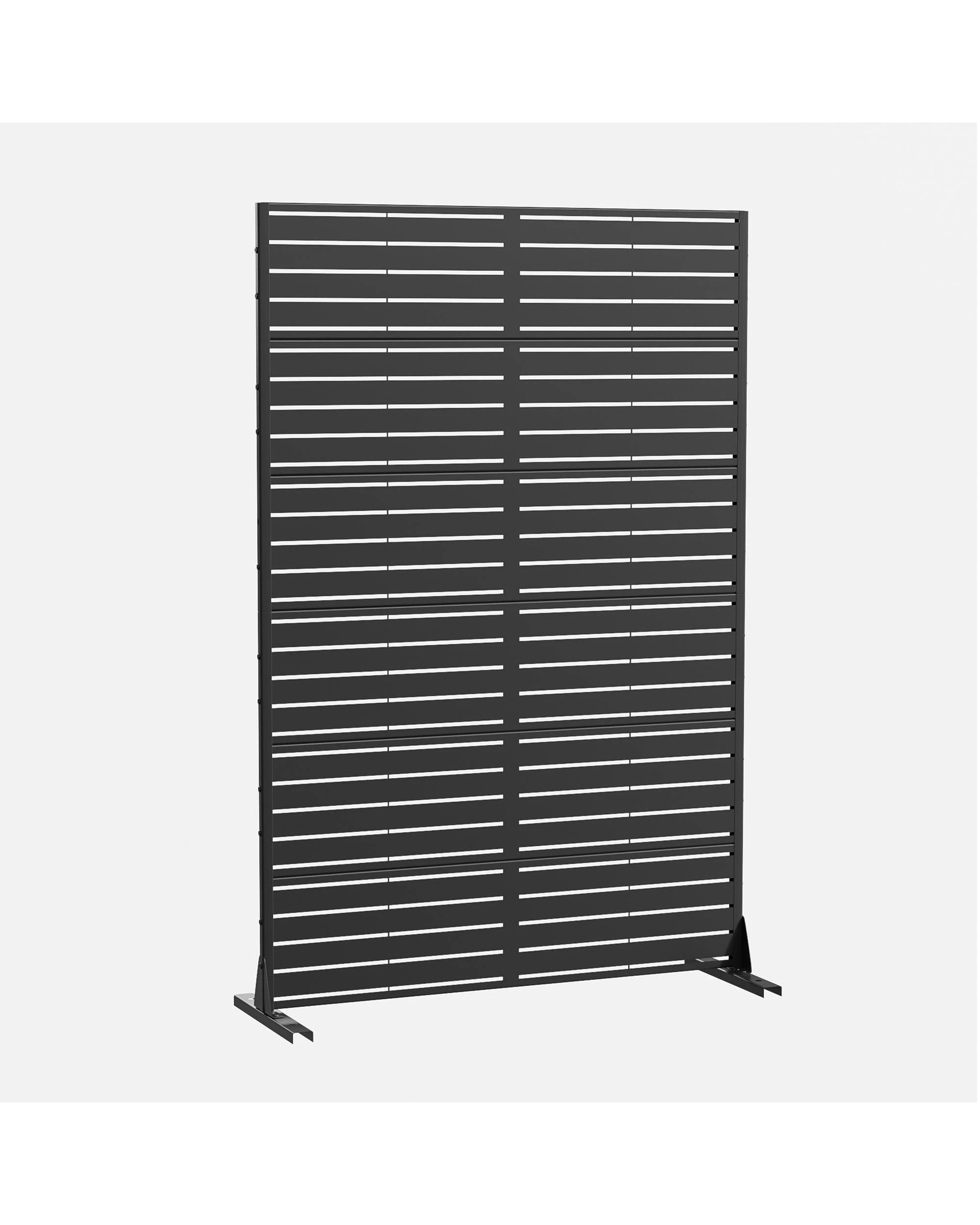 1 OAKORY 180cm Metal Privacy Screen Panel, Galvanized Steel Decorative Fence, Rust Resistant Black - Black, 1 of 5