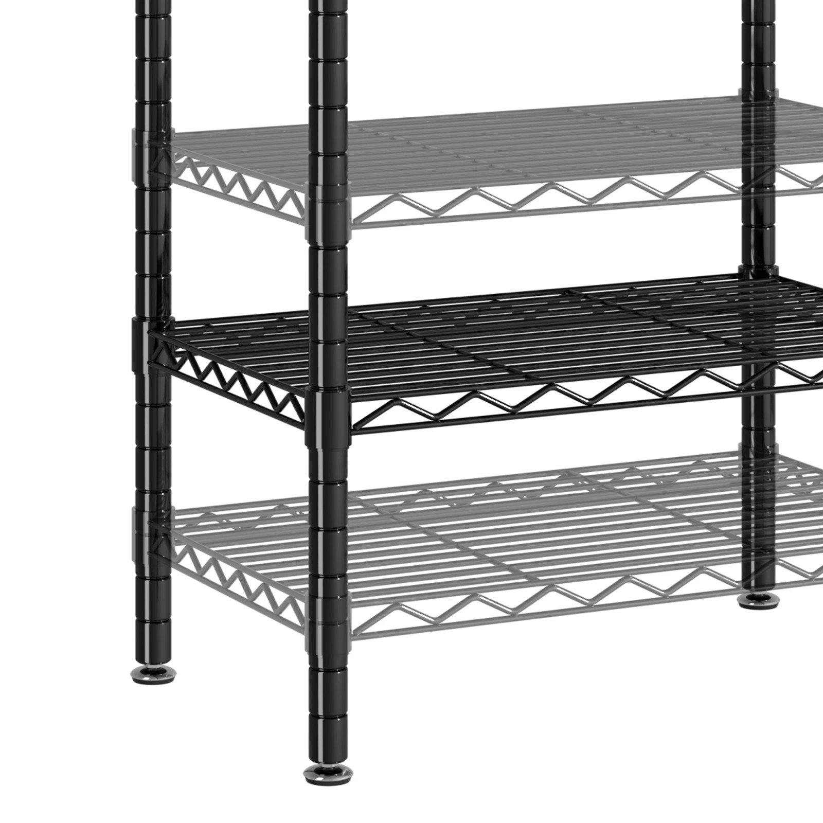 4 Advwin Portable Closet Wardrobe Adjust Closet Racks w/5 Hang Rods & 6 Shelves - Black, 4 of 8