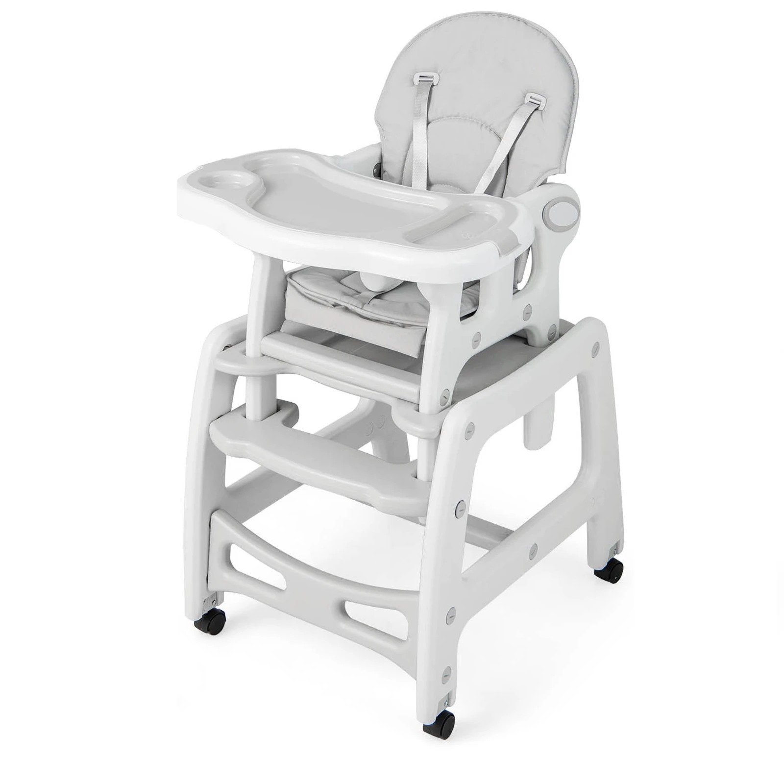 1 Costway 3-in-1 High Chair Convertible Feeding Rocking Chair Table Set - Grey, 1 of 2