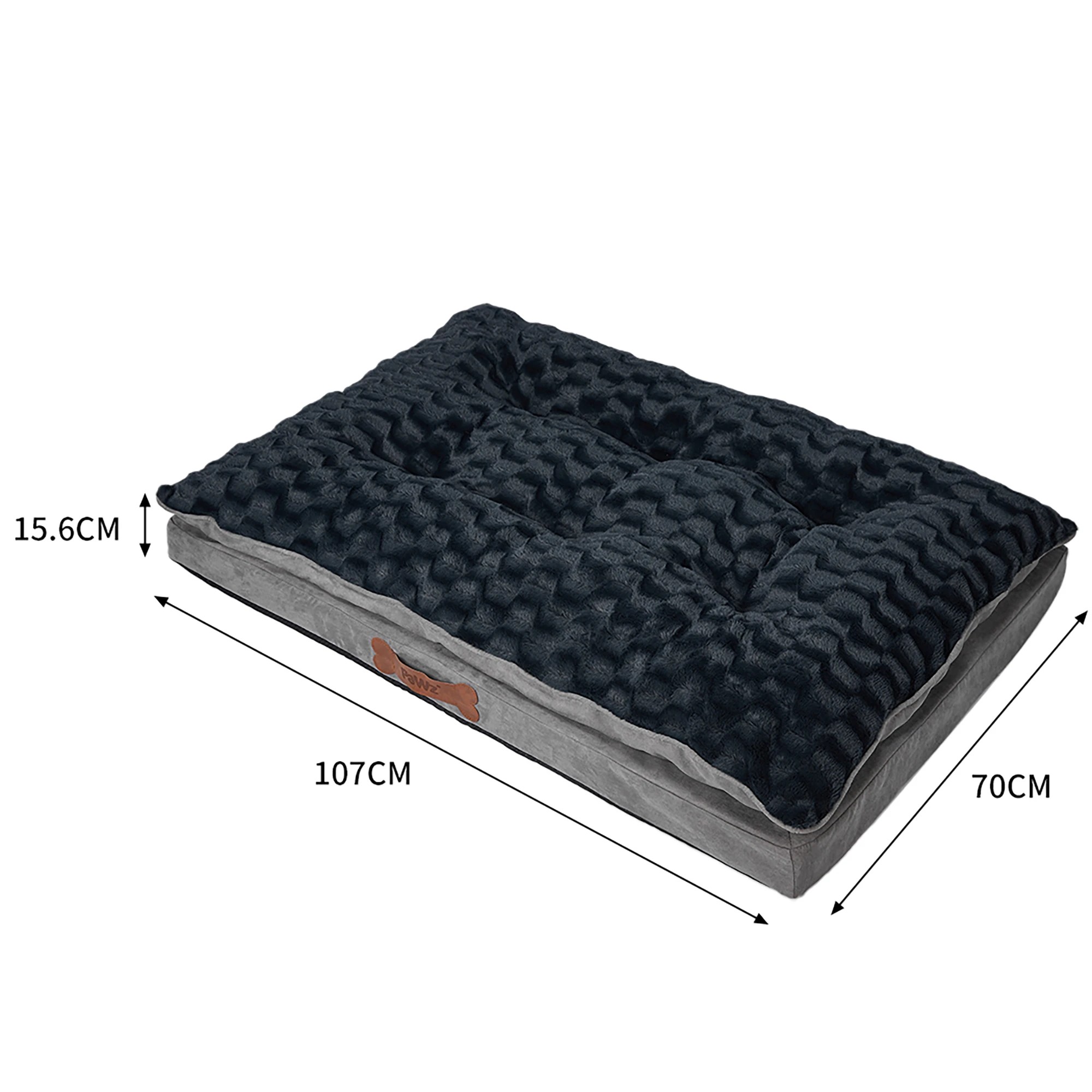 2 PaWz Dog Bed Memory Foam Sofa Mattress for Calming Sleep Dark Grey L, 2 of 5