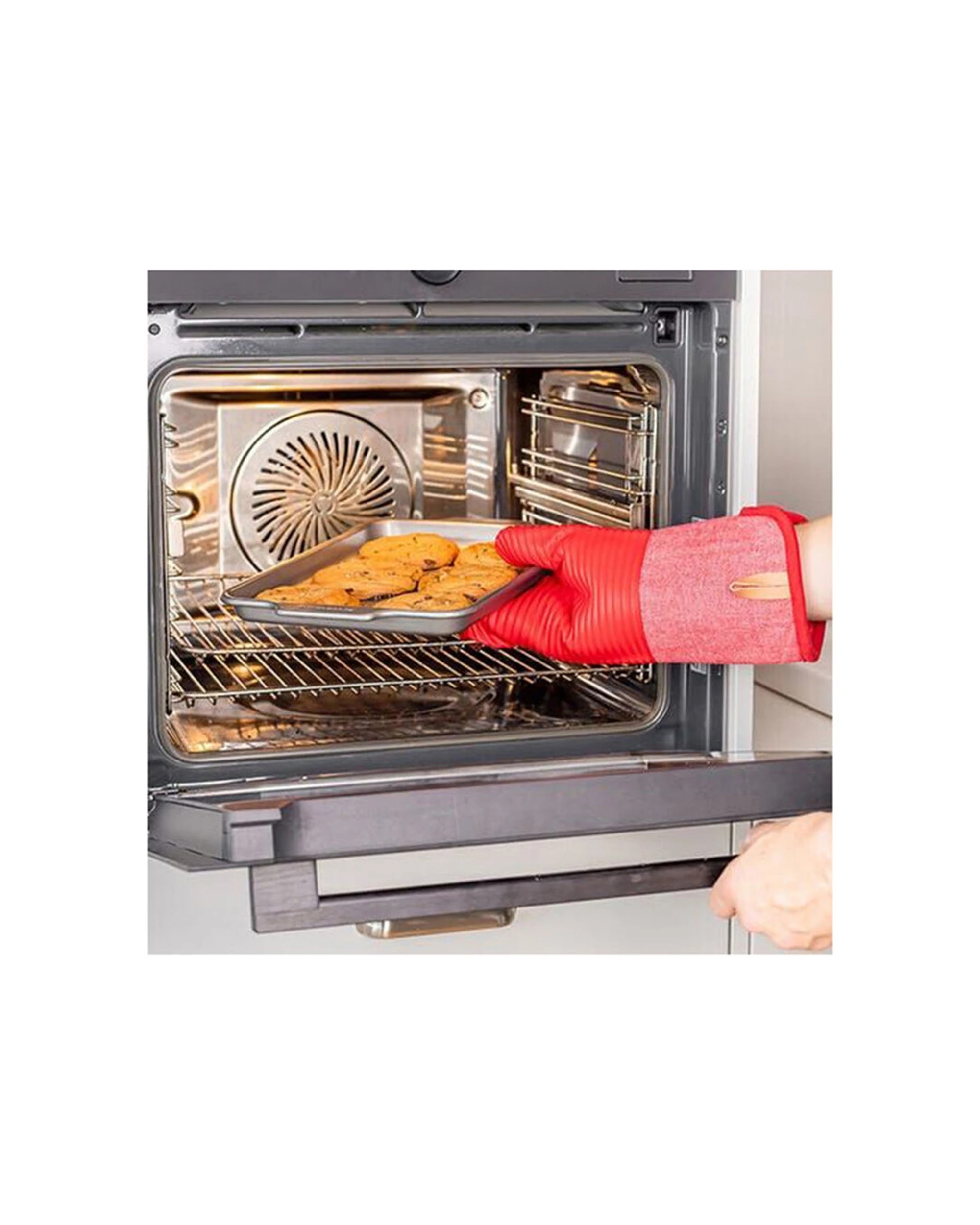 4 KitchenAid 2PK Ribbed Soft Silicone Oven Glove Heat Resistant Up To 260c - Red, 4 of 6