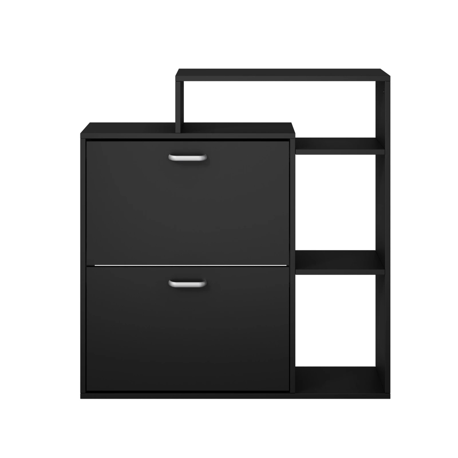 4 Oikiture Shoe Cabinet Storage 2 Doors Shoes Rack Display Shelves - Black, 4 of 8