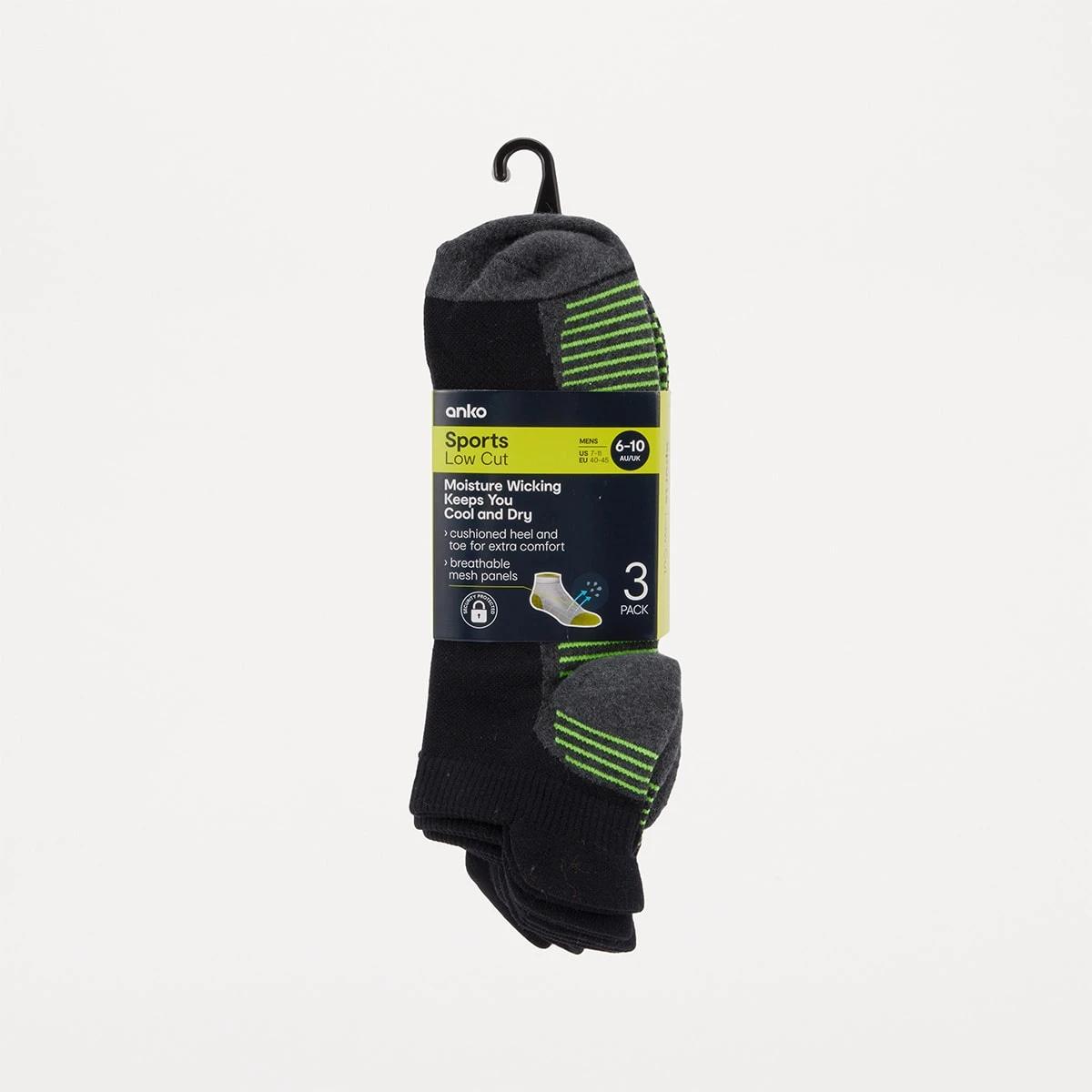 3 3 Pack Running Socks Black, 3 of 3
