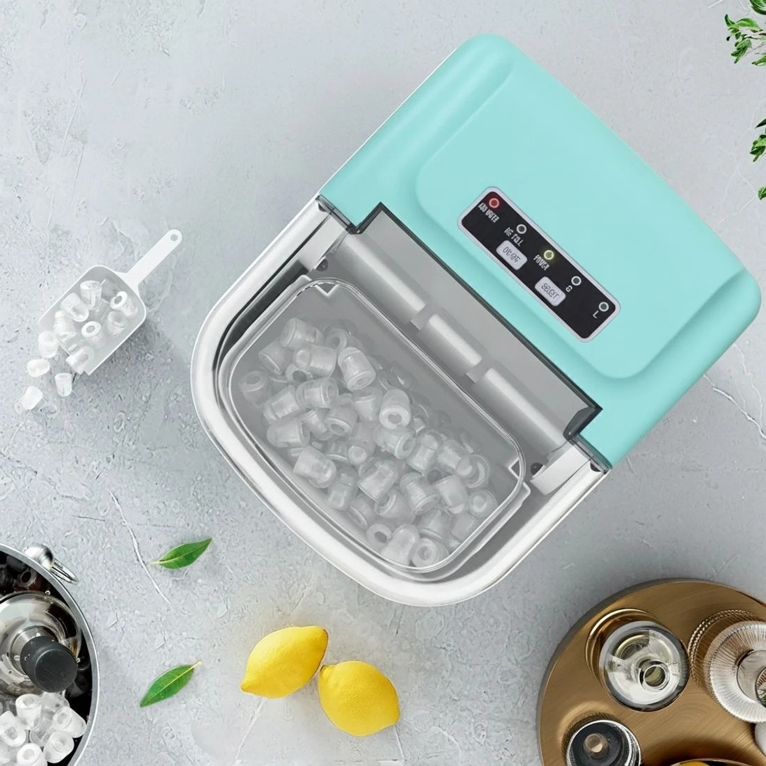 7 Devanti 12kg Ice Maker Machine w/Self Cleaning Green - Green, 7 of 8