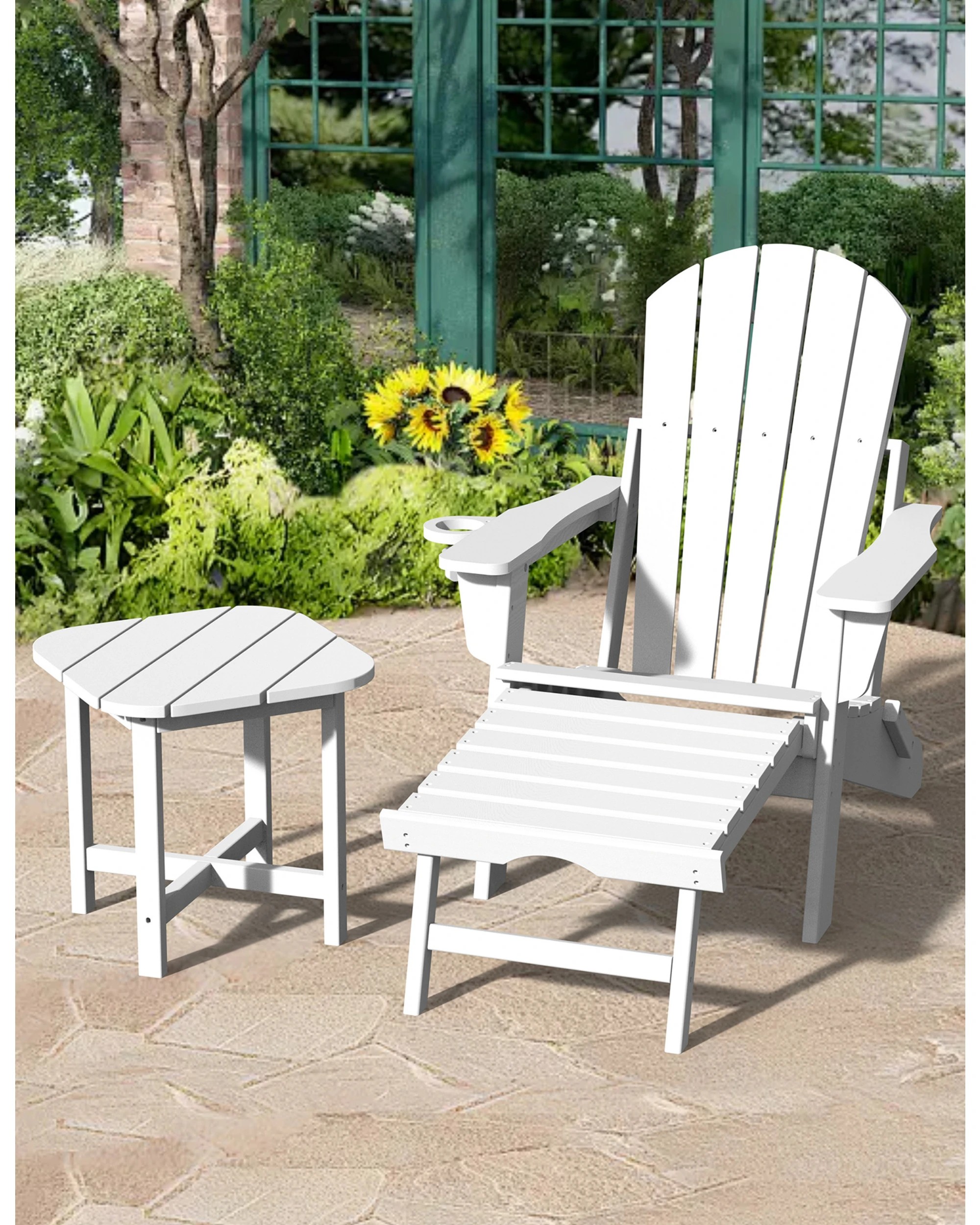 5 EHOMMATE Outdoor HDPE Adirondack Square Side Table - White - White, 5 of 8