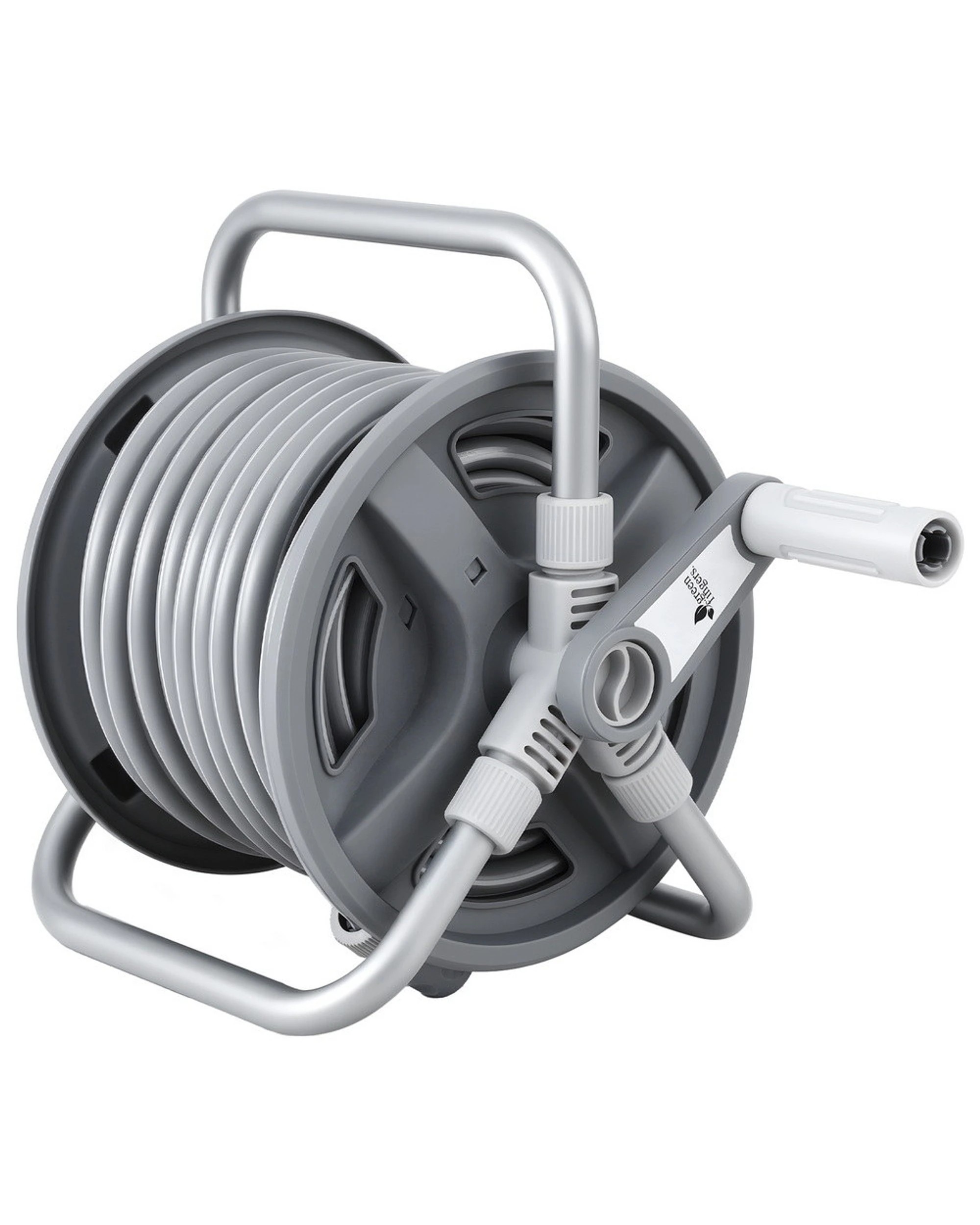 1 Green Fingers 20m Retractable Garden Hose Reel Heavy Duty 1/2" Hose Auto Rewind - Grey, 1 of 6