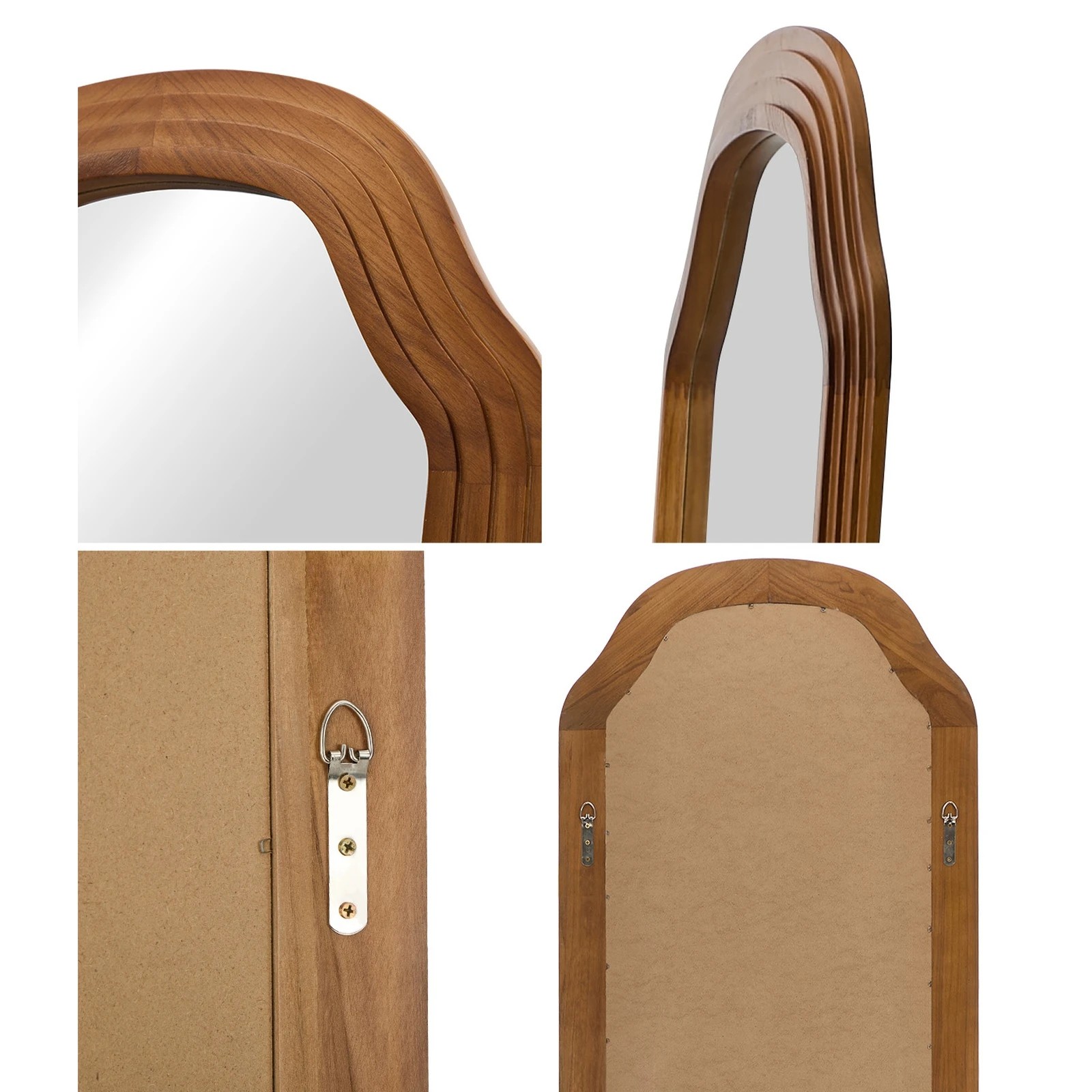 6 Oikiture Full Length Mirror Floor Makeup Mirrors 165x60cm Wood Bedroom - Brown, 6 of 10