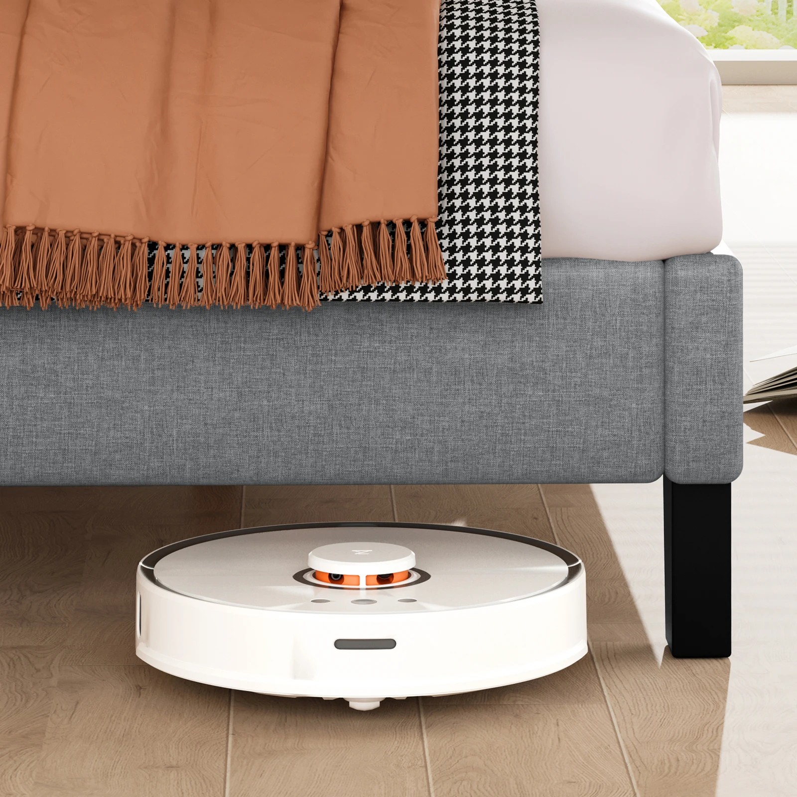 5 Alfordson Bed Frame Queen Size Tufted Headboard Modern Fabric Meduna - Grey, 5 of 9