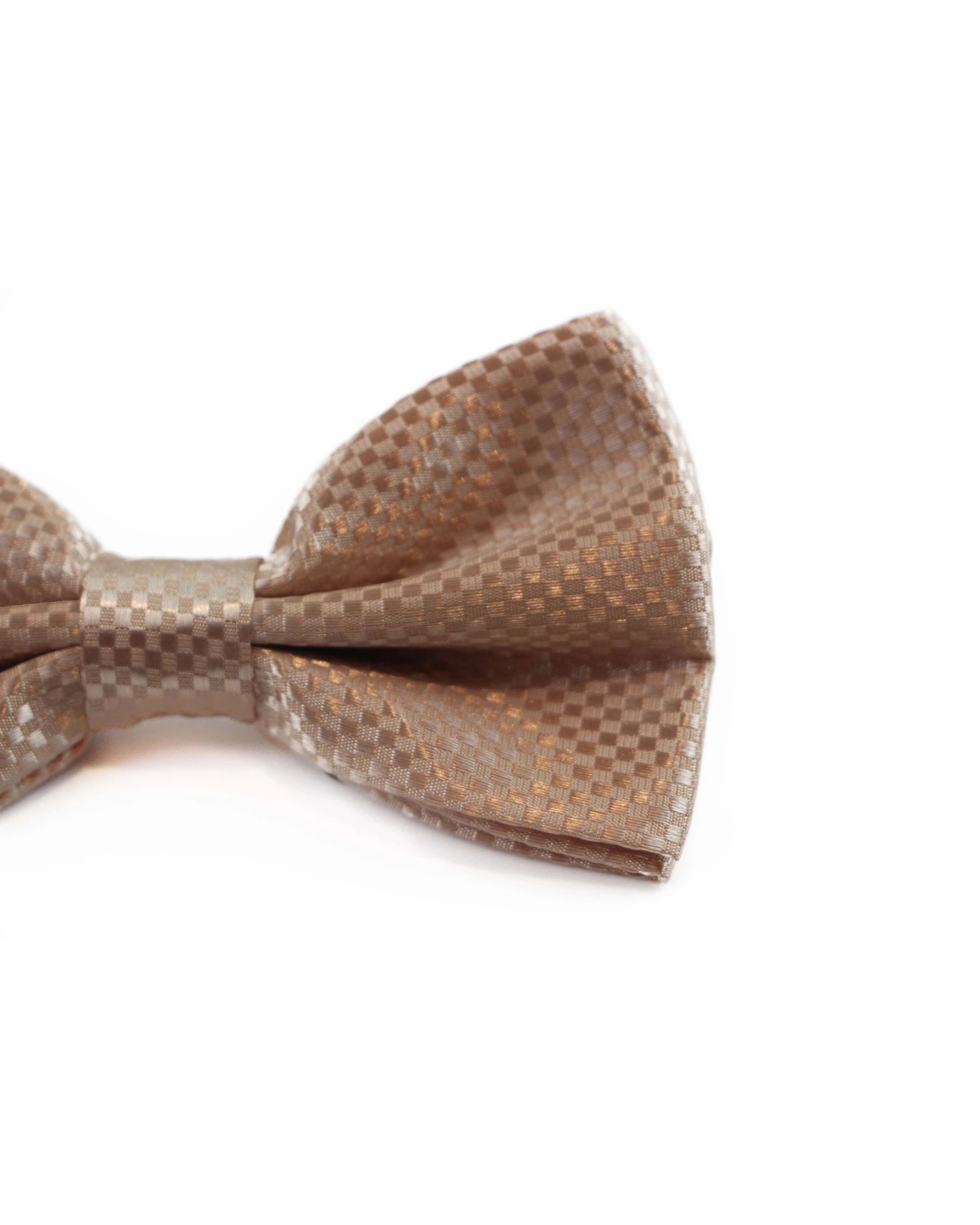 2 Zasel Mens Latte Disco Shine Checkered Patterned Bow Tie - Brown, 2 of 4