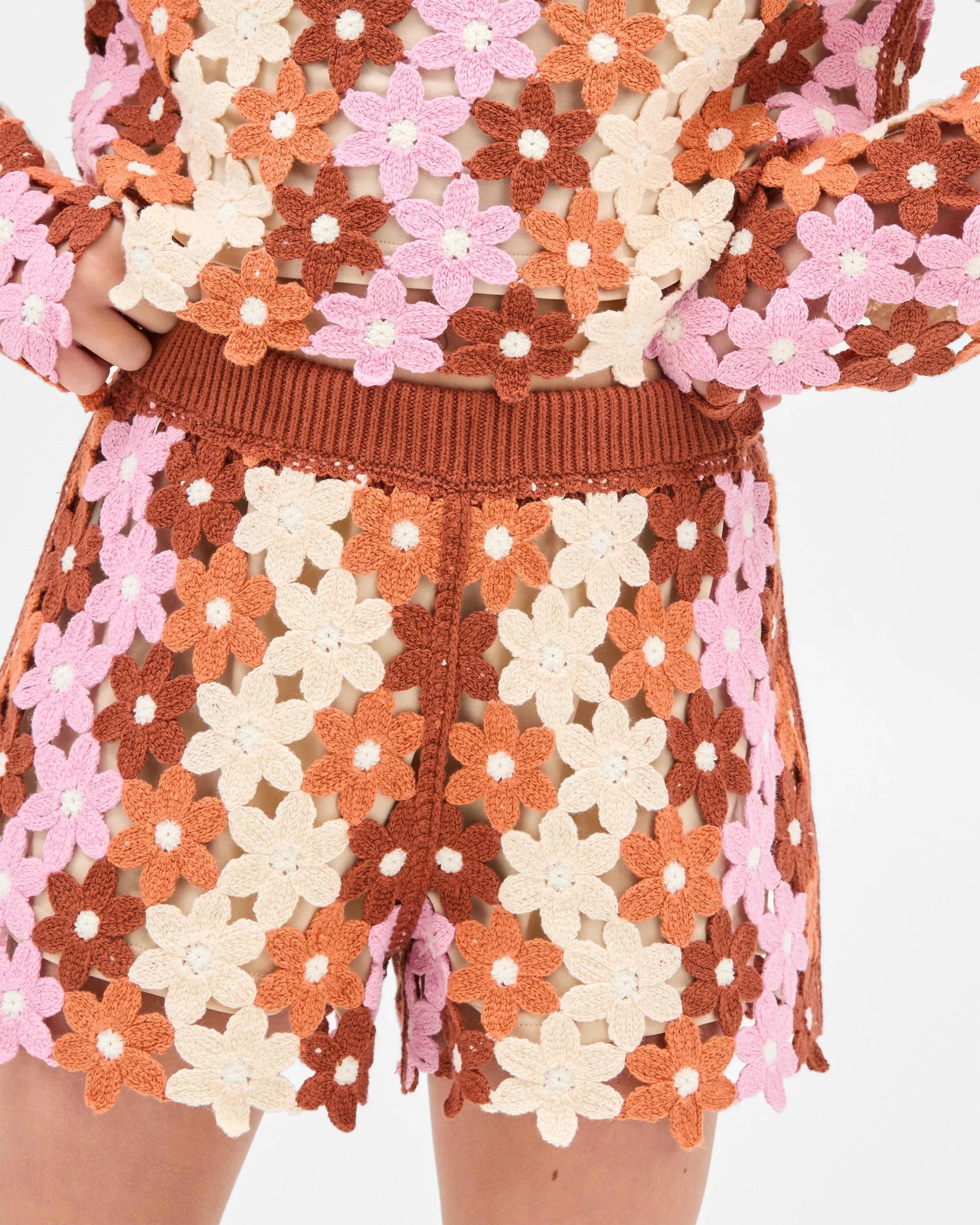 4 Target Crochet Flower Shorts RUST MULTI, 4 of 7