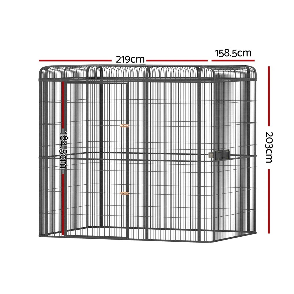 2 i.Pet Bird Cage Large Walk-in Aviary Budgie Perch Cage Parrot Pet Huge 203cm - Black, 2 of 6