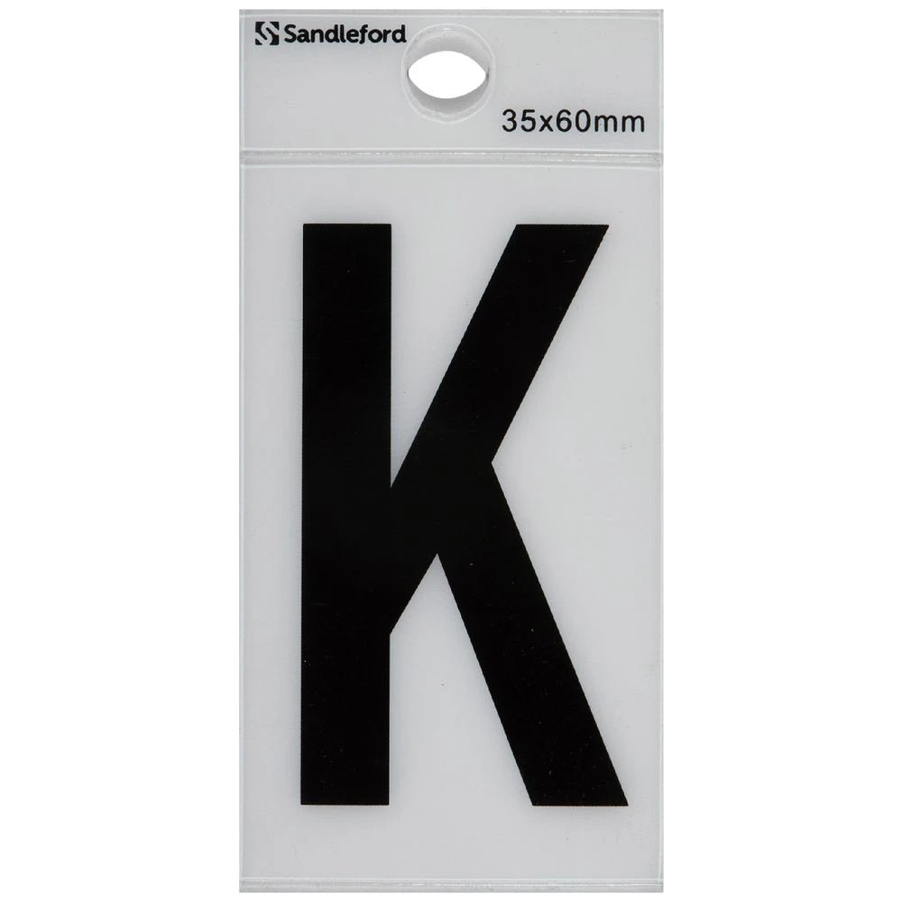 1 Sandleford K Self-adhesive Letter White 60 x 35mm, 1 of 1