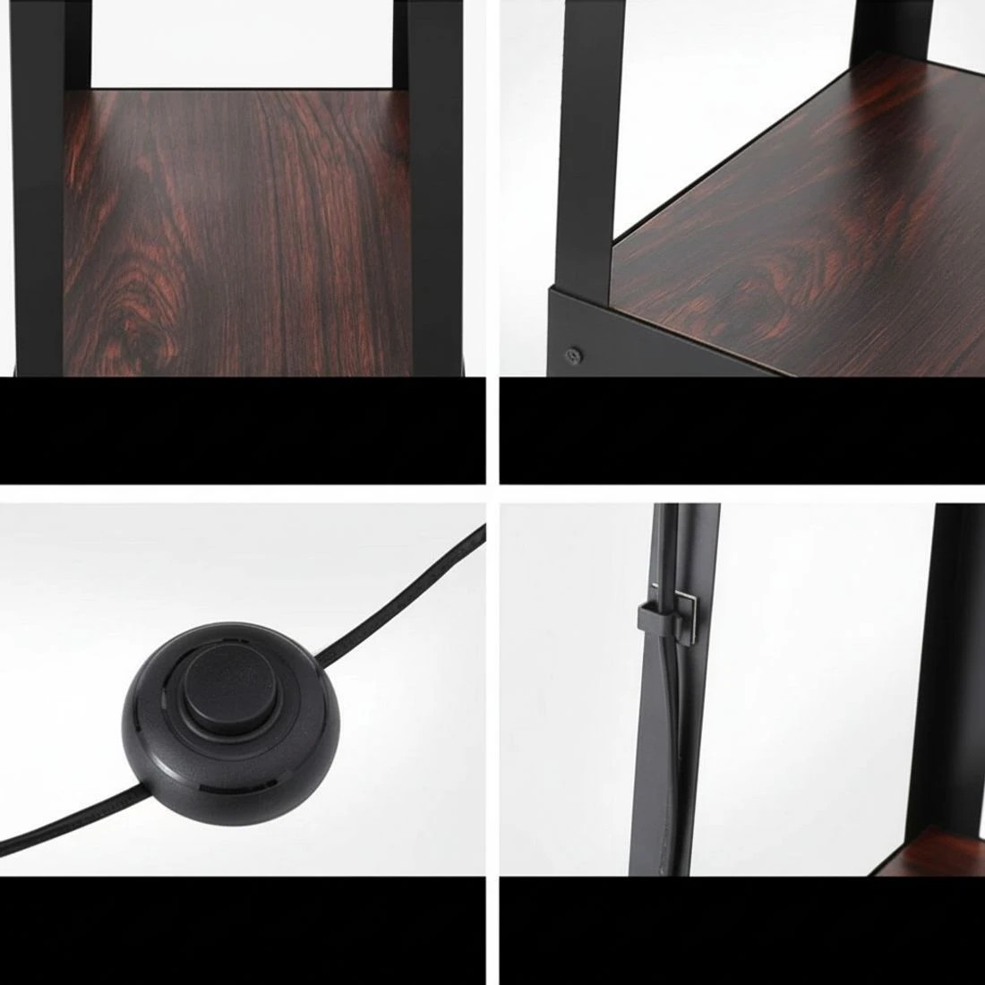 7 Artiss Floor Lamp 3 Tier Shelf Storage LED Light Stand Home Room Vintage - Black, 7 of 7