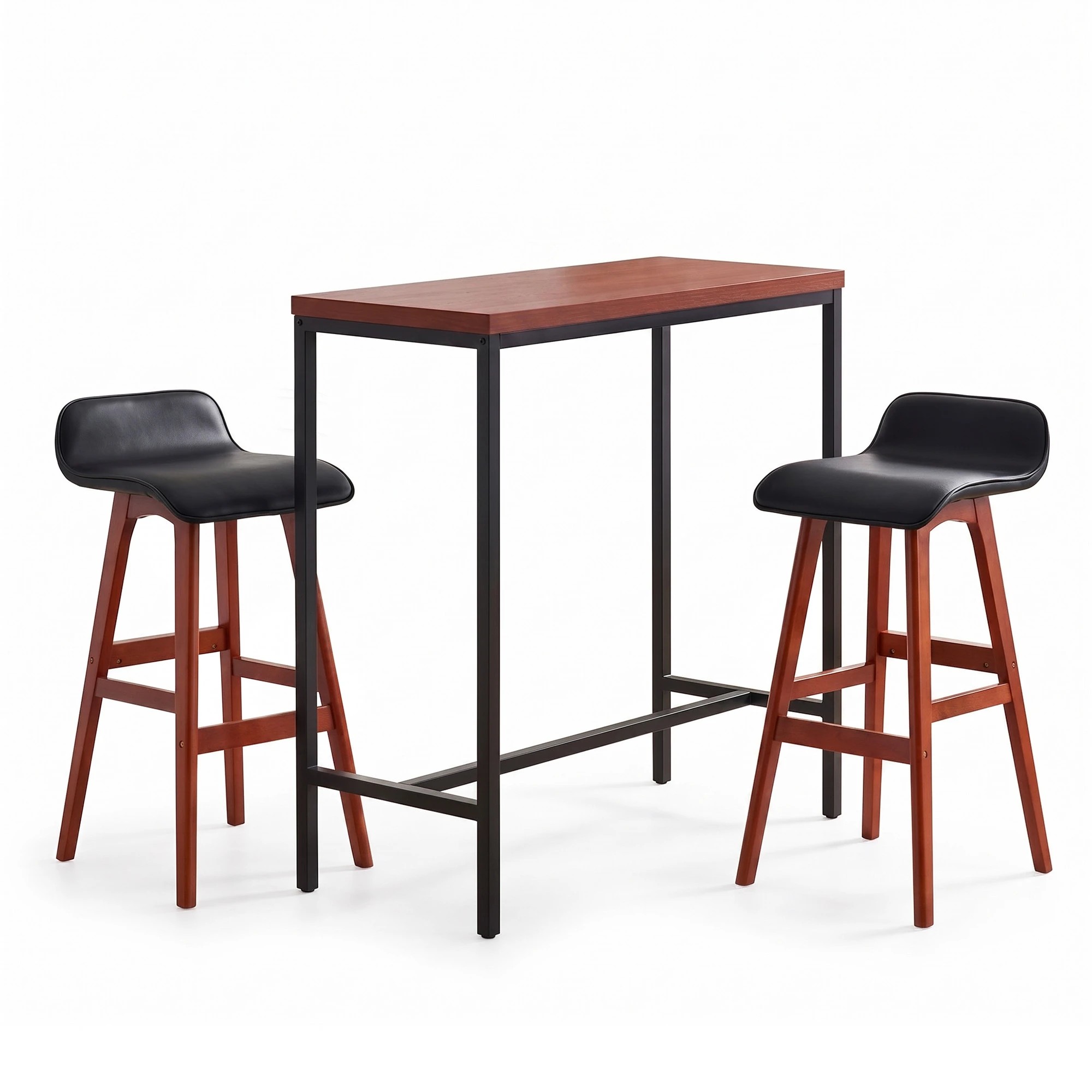 3 Artiss 3Pcs Bar Table and Stools Set Dining Desk Kitchen Chairs Cafe Pub Wood - Multi, 3 of 7