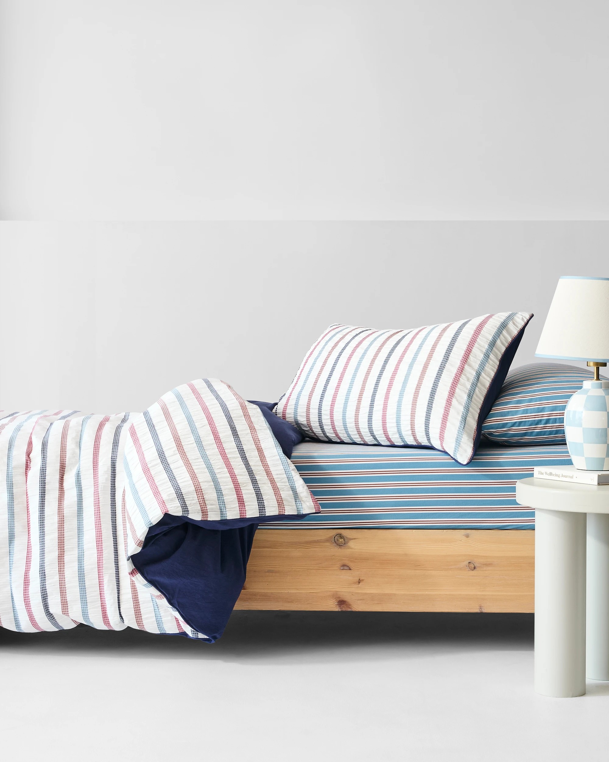 1 Target Frankie Waffle Stripe Seersucker Kids Quilt Cover Set - Queen Bed - Blue, 1 of 9