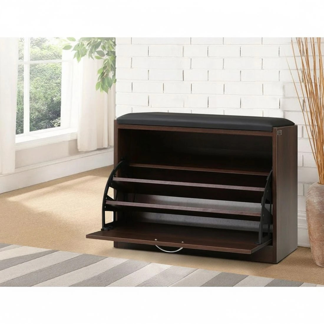 4 Artiss Shoe Rack Cabinet Bench15 Pairs Walnut Kyla - Multi, 4 of 6