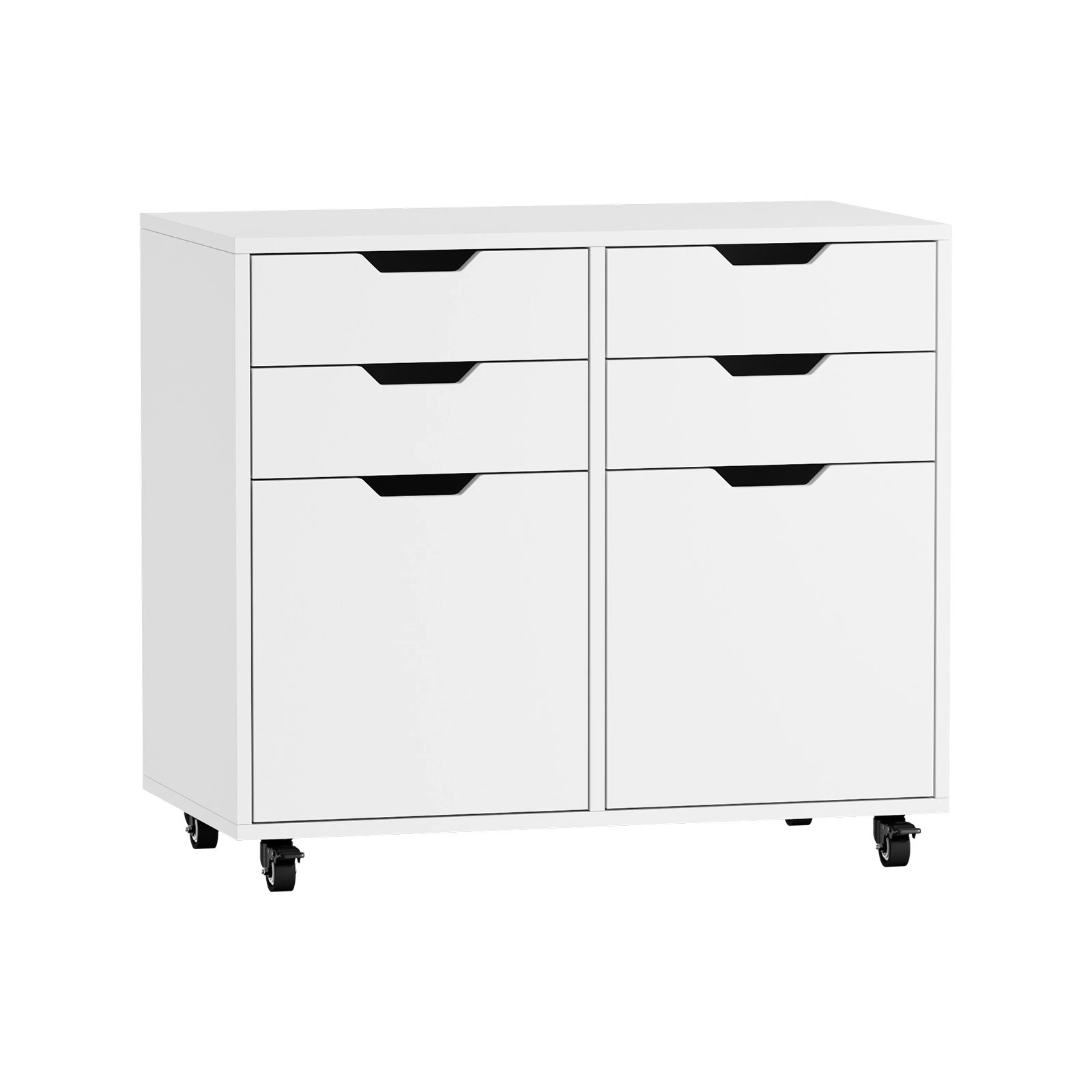 1 Oikiture Filing Cabinet 2 Door 4 Drawer Mobile Office Storage Cabinet - White, 1 of 8