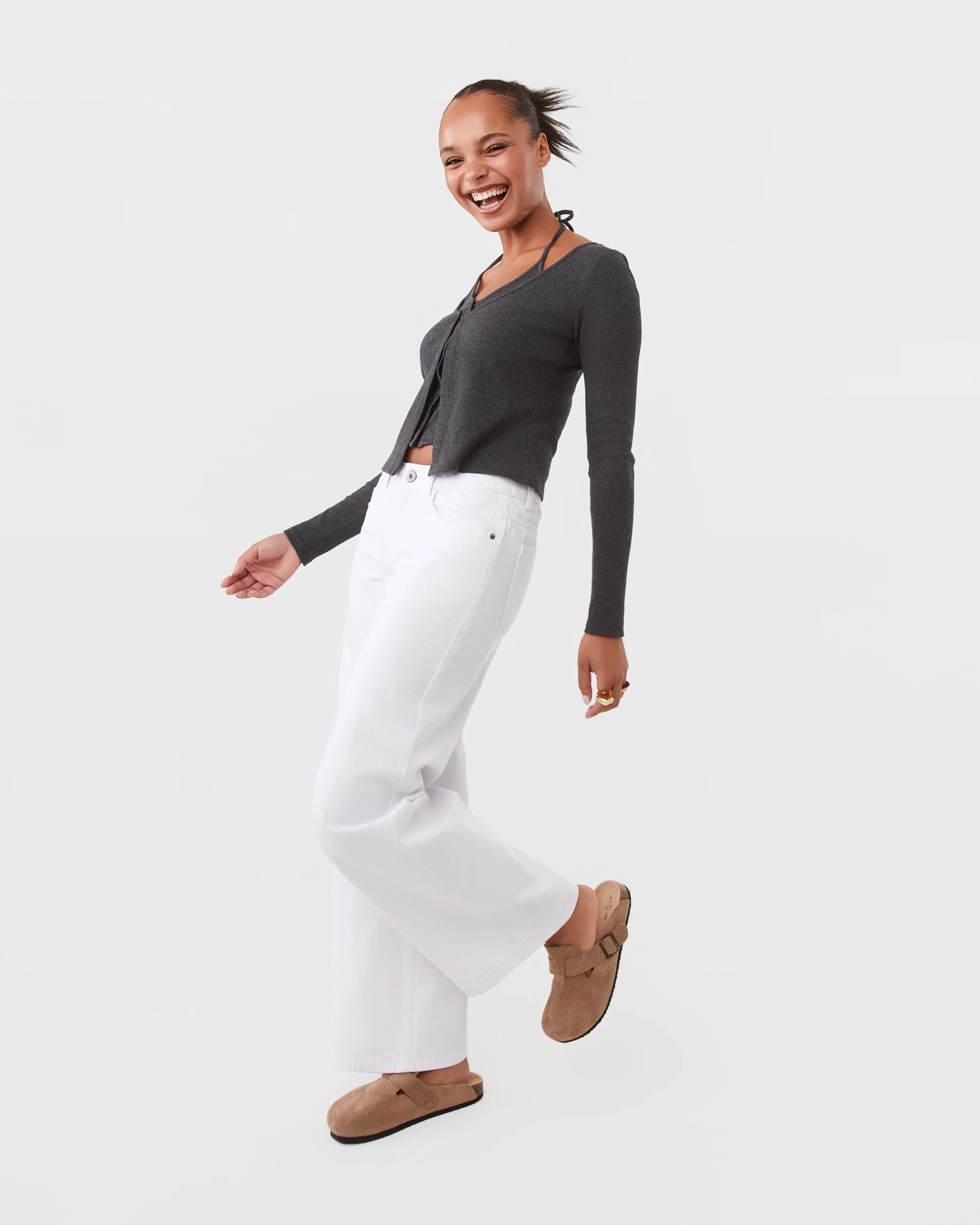 3 Low Rise Wide Leg Jeans White, 3 of 7