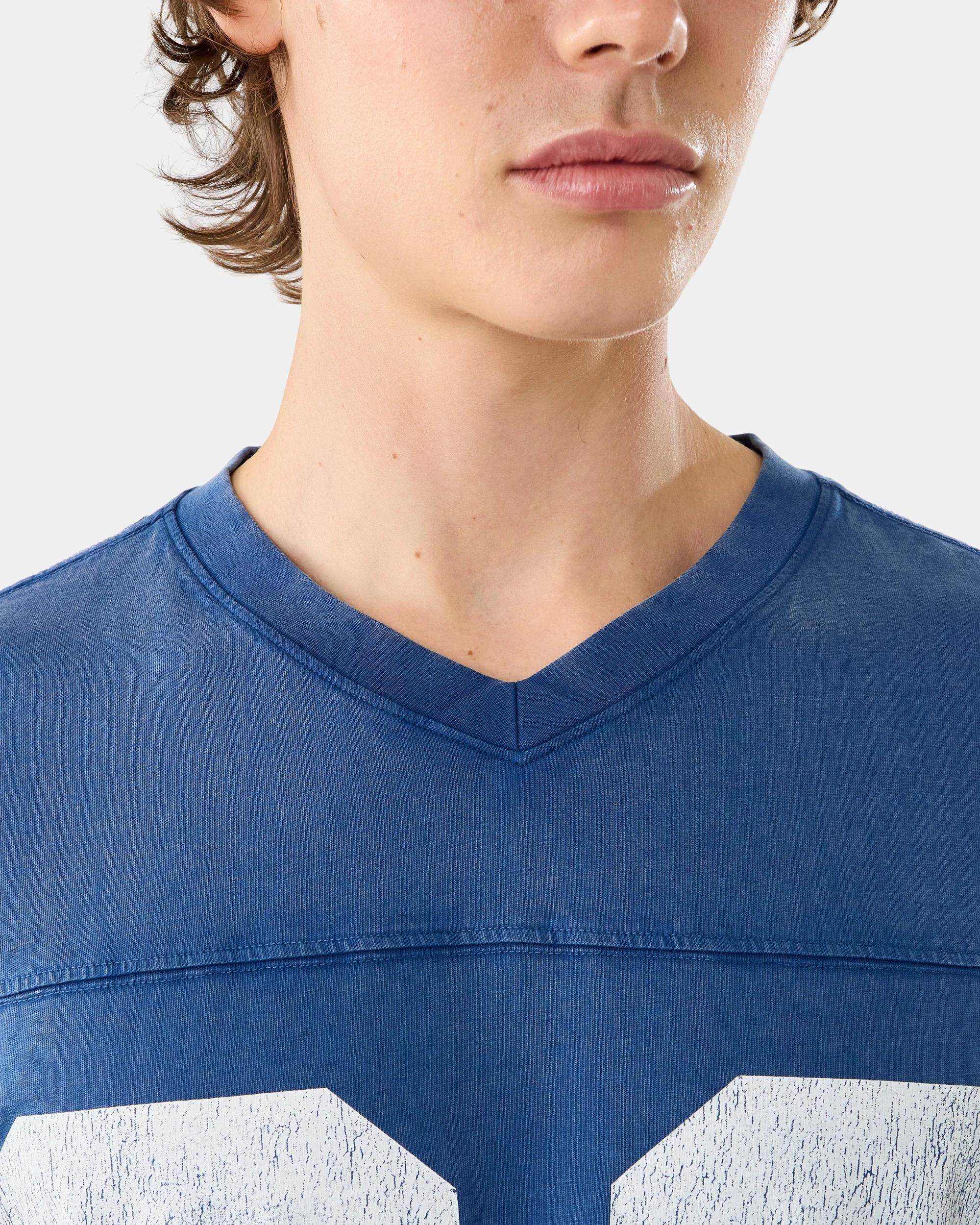 6 Boxy V-Neck Washed Print T-shirt Blu 86, 6 of 7
