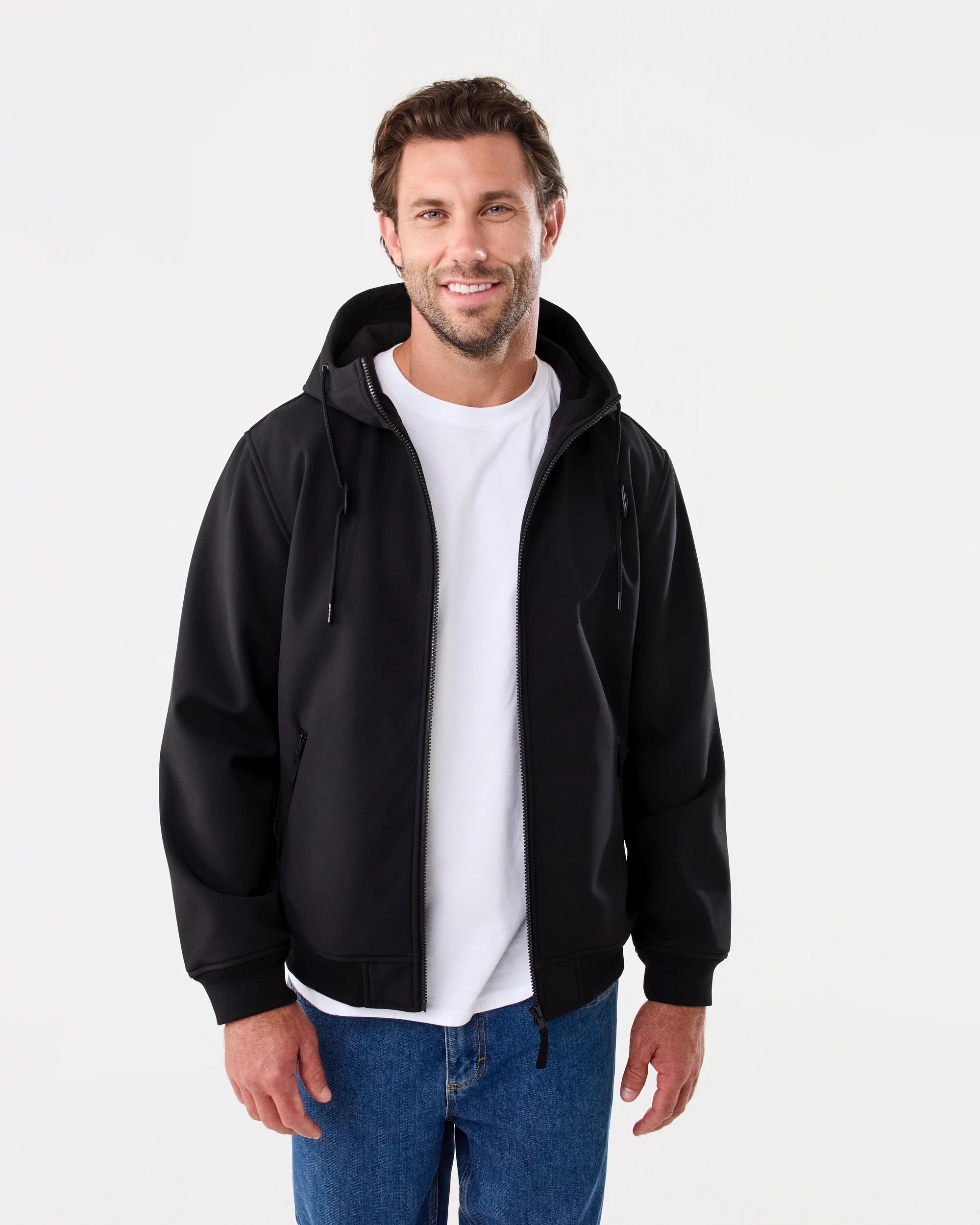 1 Hooded Fleece Lined Jacket Black, 1 of 7