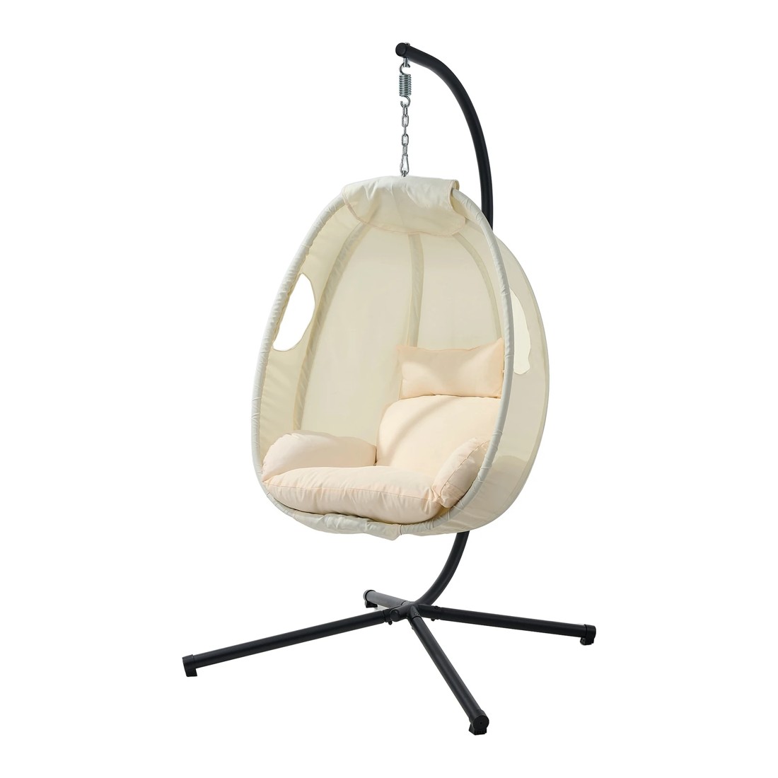 7 Livsip Outdoor Egg Hanging Chair Swing Seat Furniture with Stand Cushion - Beige, 7 of 8