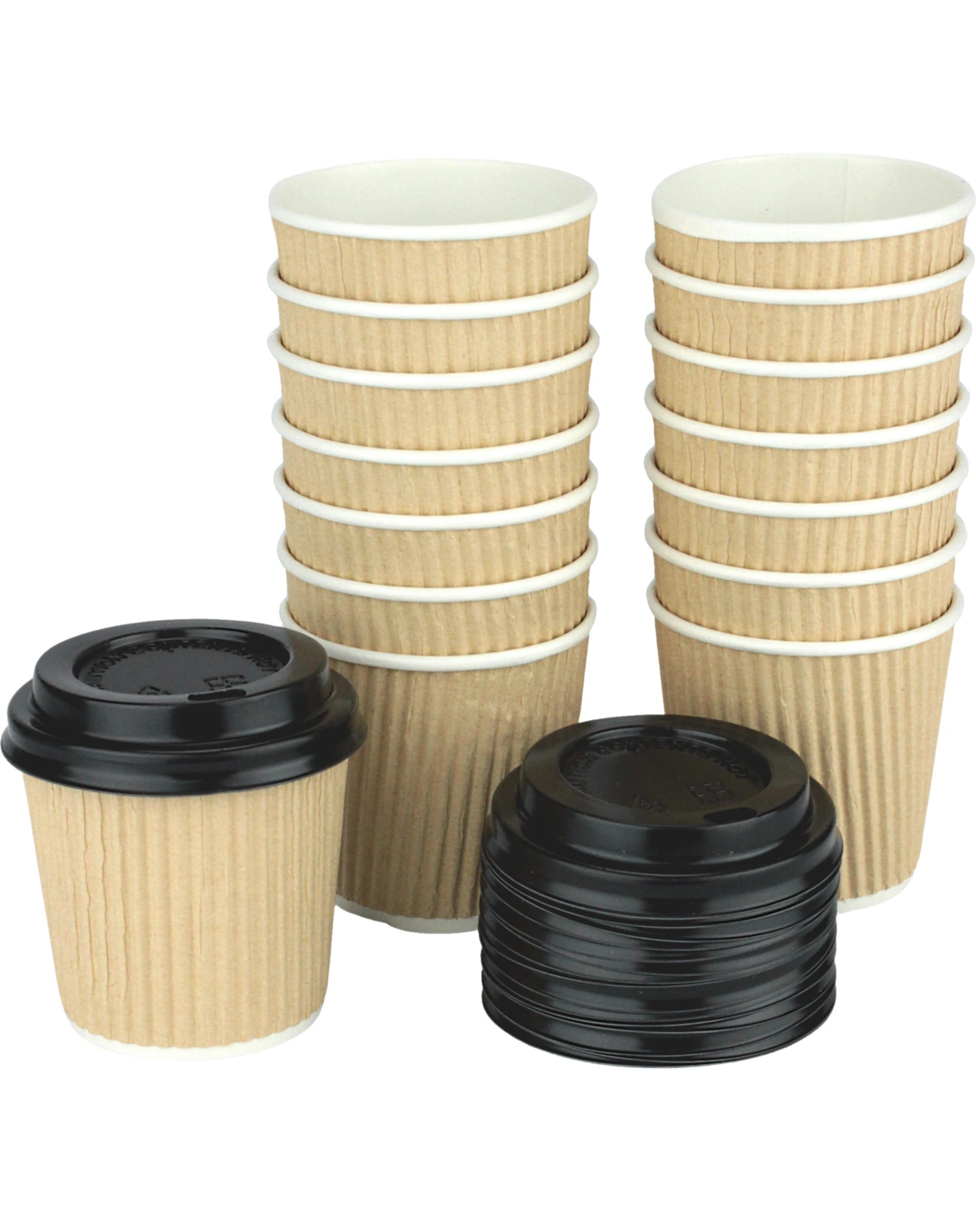 3 Lemon & Lime Ripple Double Wall 120ml Paper Coffee Cups With Lids Pack of 15, 3 of 5