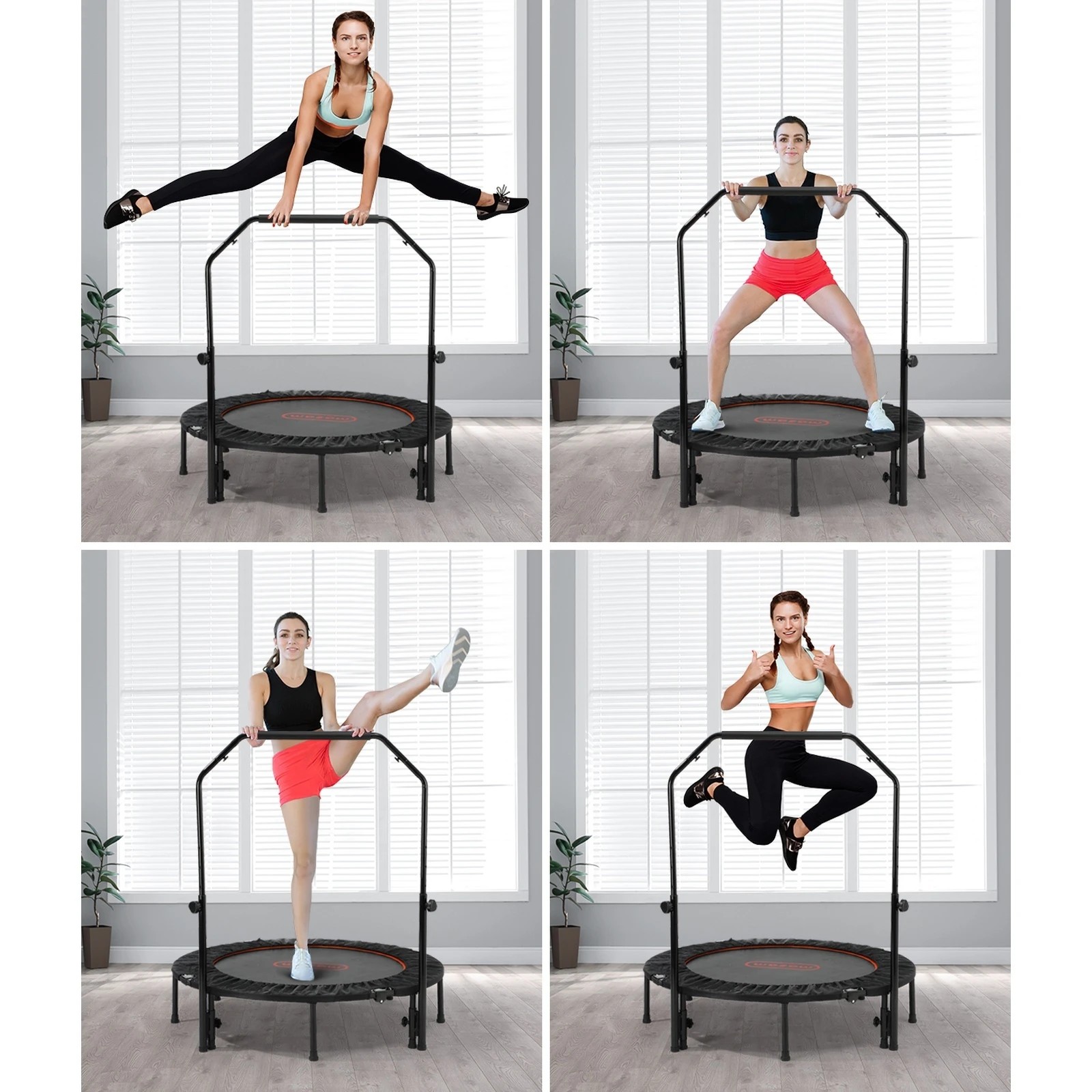 5 Mazam 48" Trampoline Round Fitness Rebounder Handrail Jumping Exercise Home Gym
 - Multi, 5 of 10