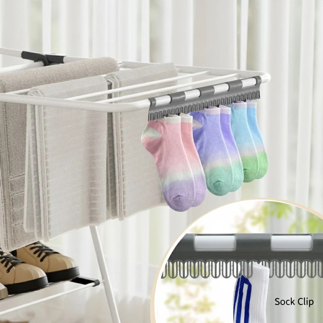 6 Artiss 2 Tier Clothes Rack Airer Foldable 139CM - Multi, 6 of 7