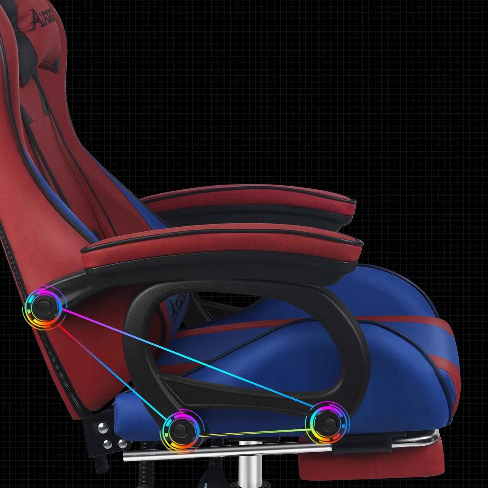 6 Alfordson Gaming Office Chair Racing Massage Computer Seat Footrest Leather - Red, 6 of 10