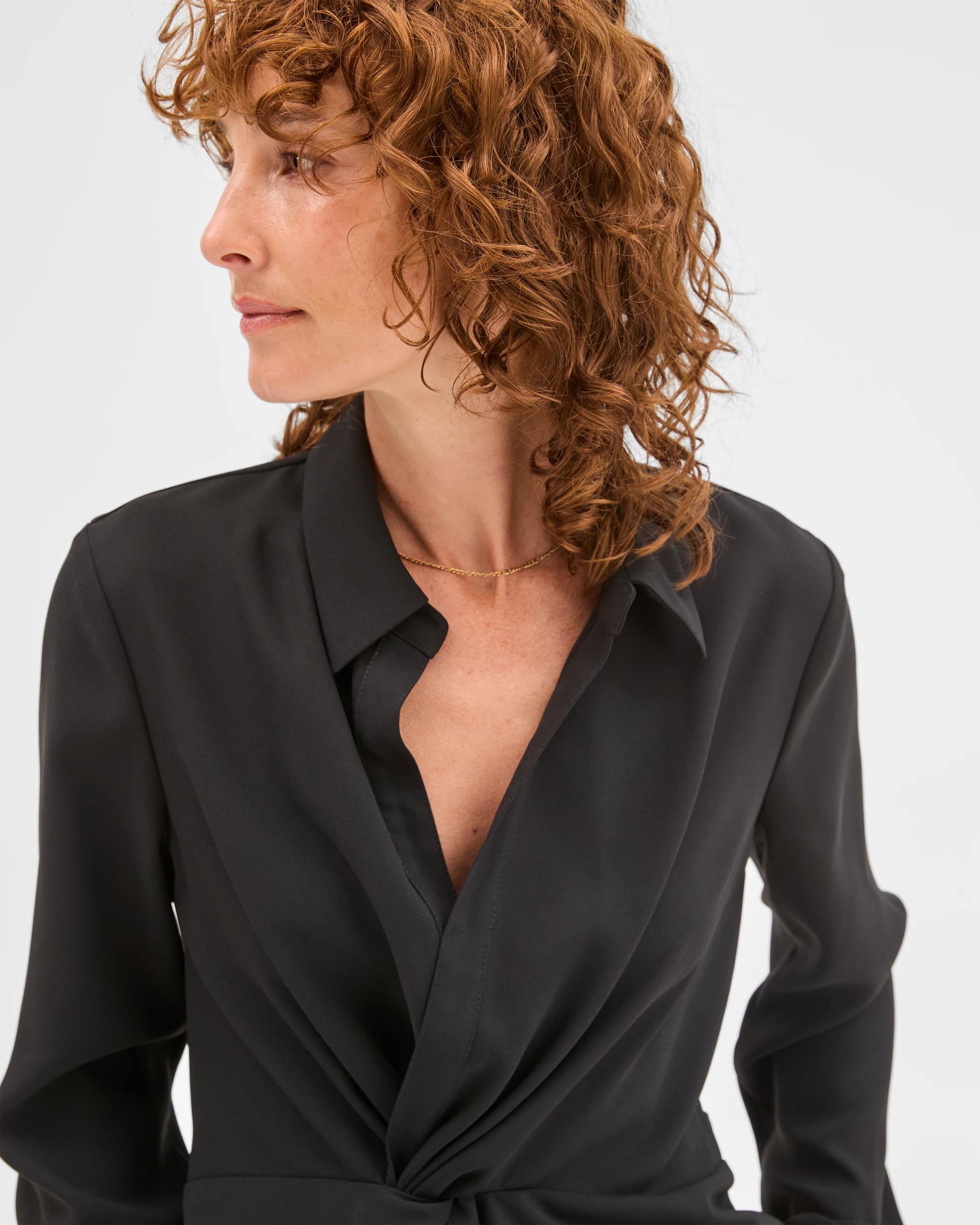 4 Preview Gathered Front Shirt BLACK, 4 of 6