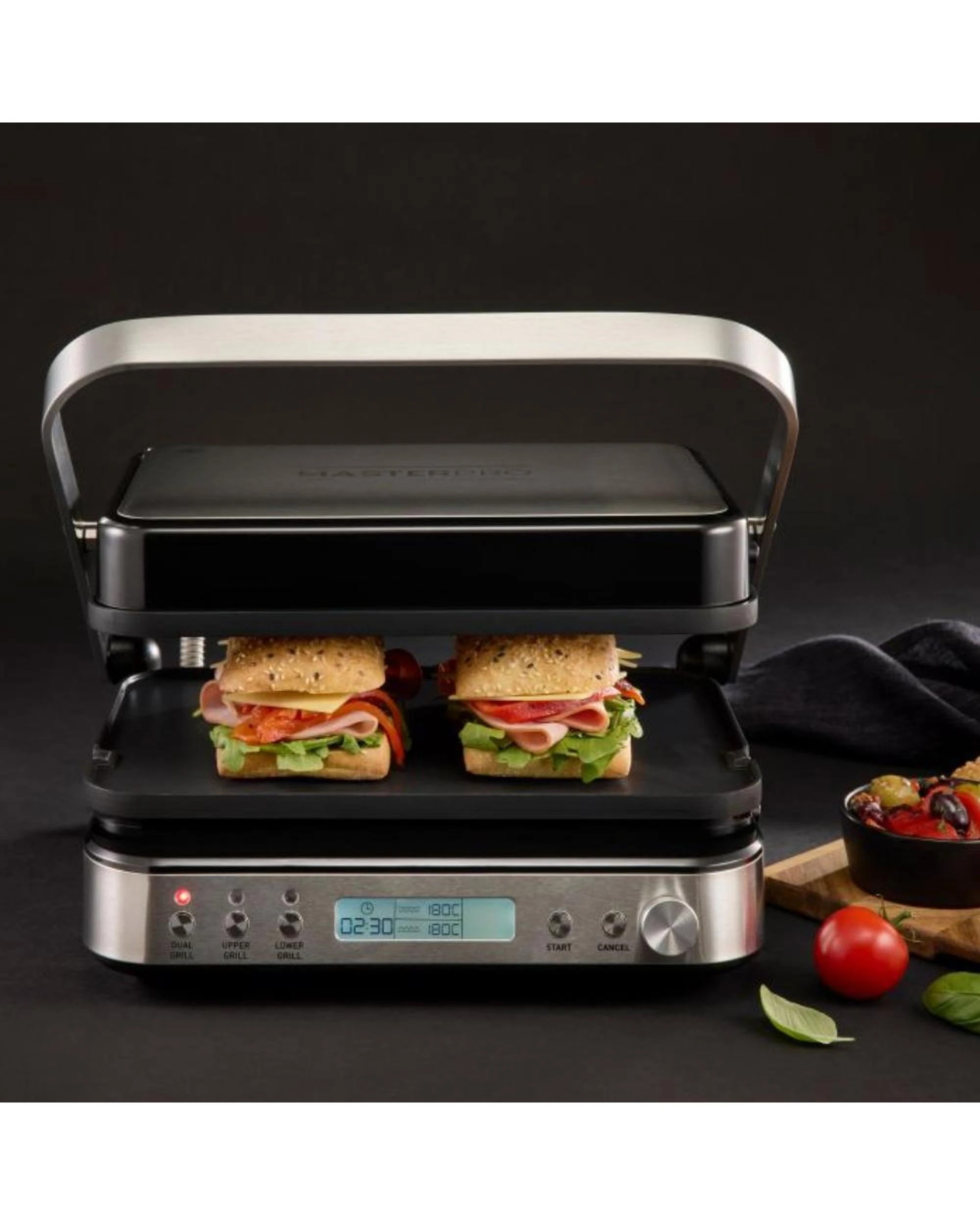 7 MasterPro Smart Electric Grill Indoor Multi Contact Grill With Temperature Probe, 7 of 8