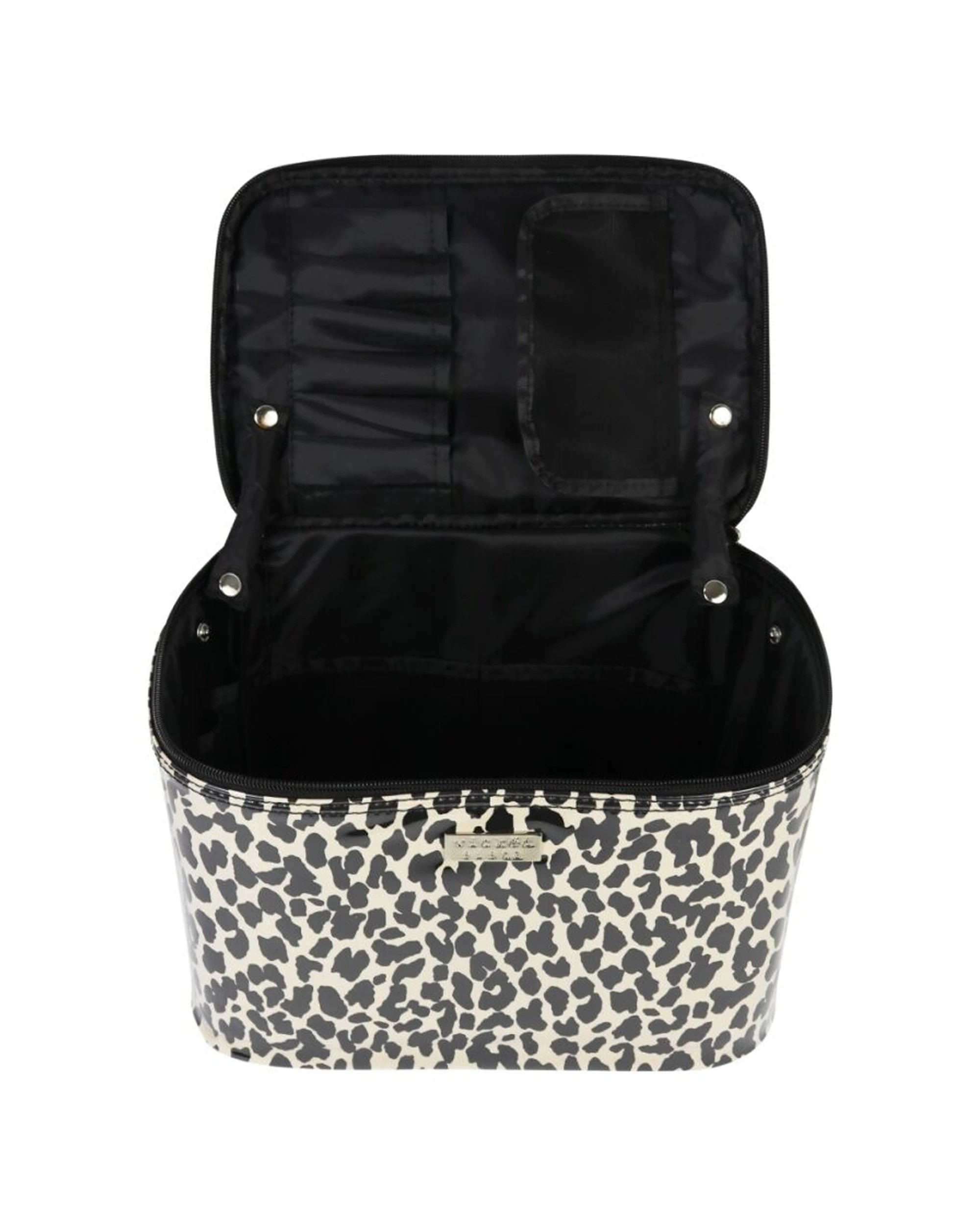 2 Wicked Sista Ocelot Large Beauty Case Compartments Waterproof Makeup Bag - Black, 2 of 2