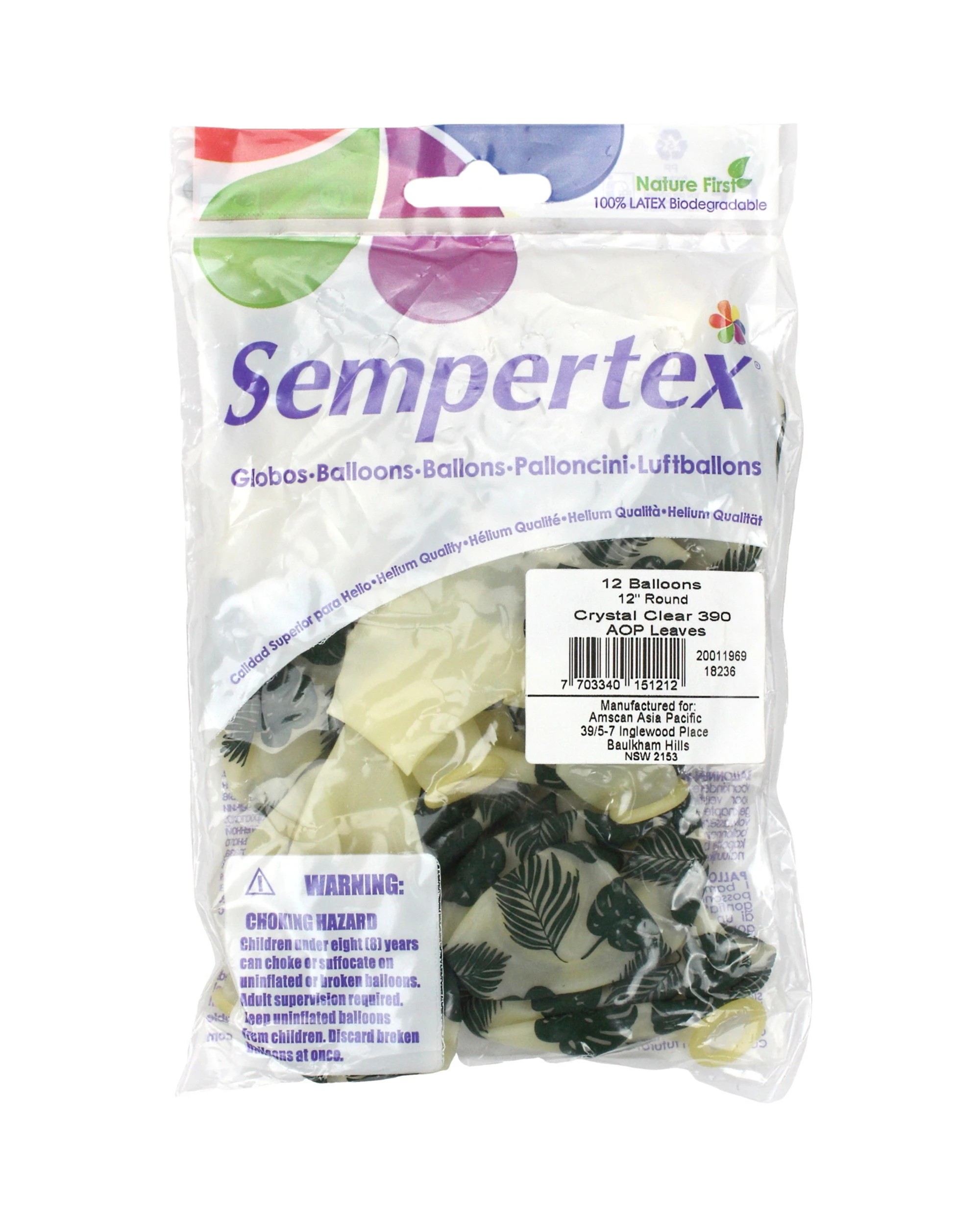 2 Anagram Sempertex All Over Green Palm Leaves Luau Balloons Pack of 12, 2 of 2