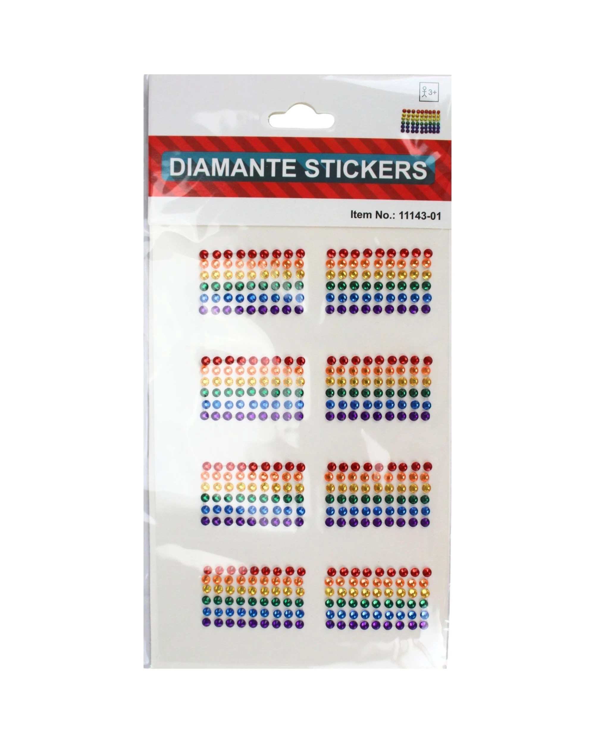 3 Partyrama Rainbow Diamante Rectangle Stickers Pack of 8 - Multi, 3 of 4
