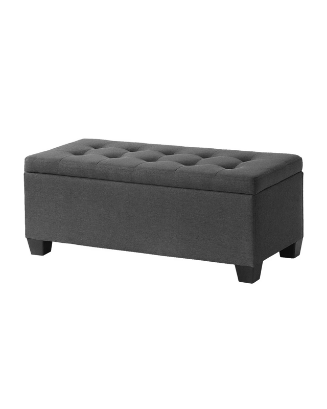 Artiss Storage Ottoman Blanket Box 97cm Linen Charcoal - Char