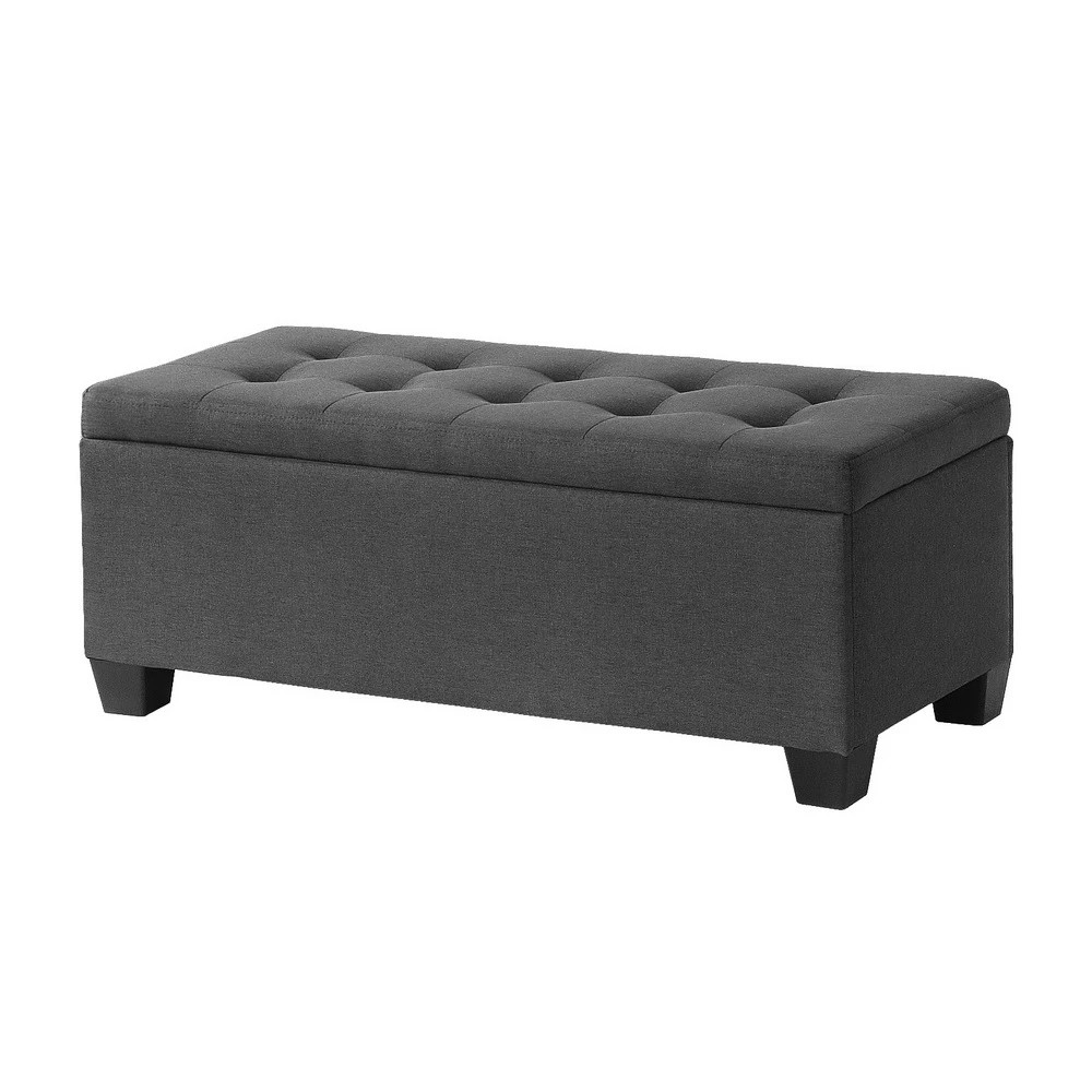 1 Artiss Storage Ottoman Blanket Box 97cm Linen - Charcoal, 1 of 7